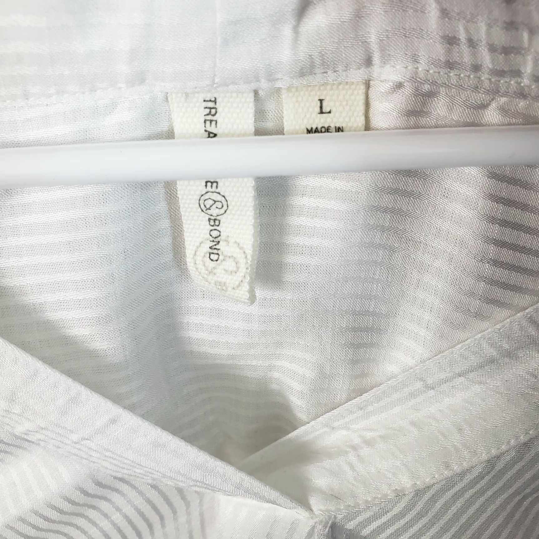 Treasure & Bond Treasure & Bond Womens Popover Blouse Shirt L White Stripe V-Neck Sheer Viscose Size L / US 10 / IT 46 - 5 Thumbnail