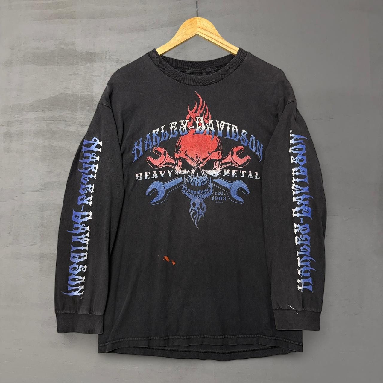 Harley Davidson Harley Davidson Long Sleeve Flame Black RARE Shirt Large Size US L / EU 52-54 / 3 - 1 Thumbnail