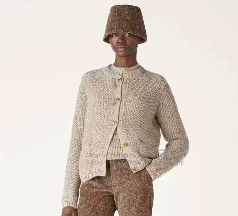 Loro Piana Loro Piana Khaki Coarse Knit Cashmere Cardigan Size XS / US 0-2 / IT 36-38 - 8 Thumbnail
