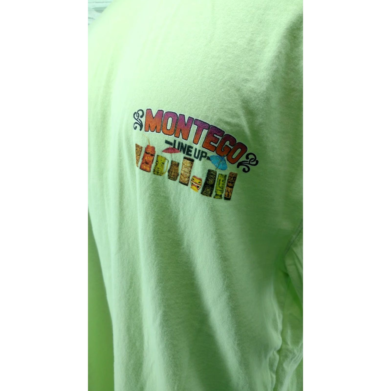 Vintage Montego Mon Mens XL Green T Shirt Crew Neck Short Sleeve Tiki Bar Line Up Regular Cotton Shirt Womens? Size US XL / EU 56 / 4 - 3 Thumbnail