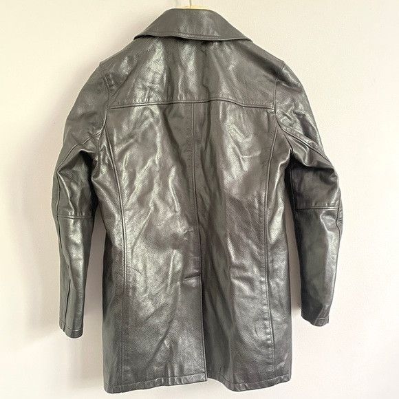 Roots Vintage Roots Black Leather Straight Cut Mid Length Car Coat Size S / US 4 / IT 40 - 11 Thumbnail