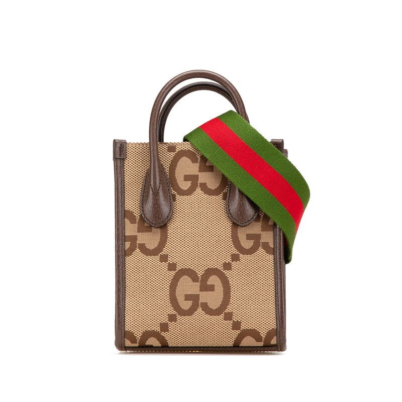Gucci Gucci Jumbo GG Canvas Leather 2Way Bag Canvas Shoulder Bag 699406 in Beige, Women's