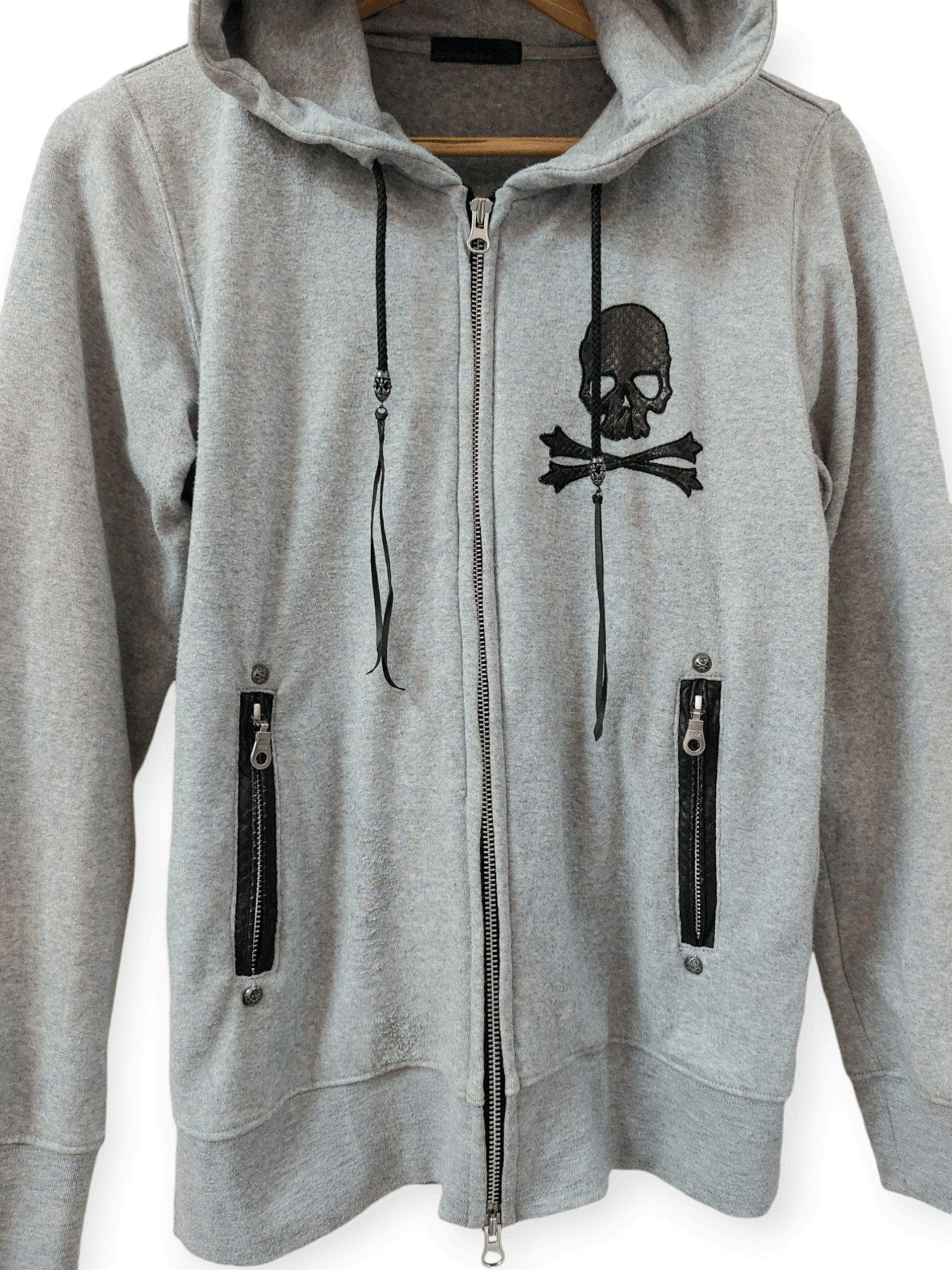 Custom Culture Real Snake Skin Part Skull Hoodie