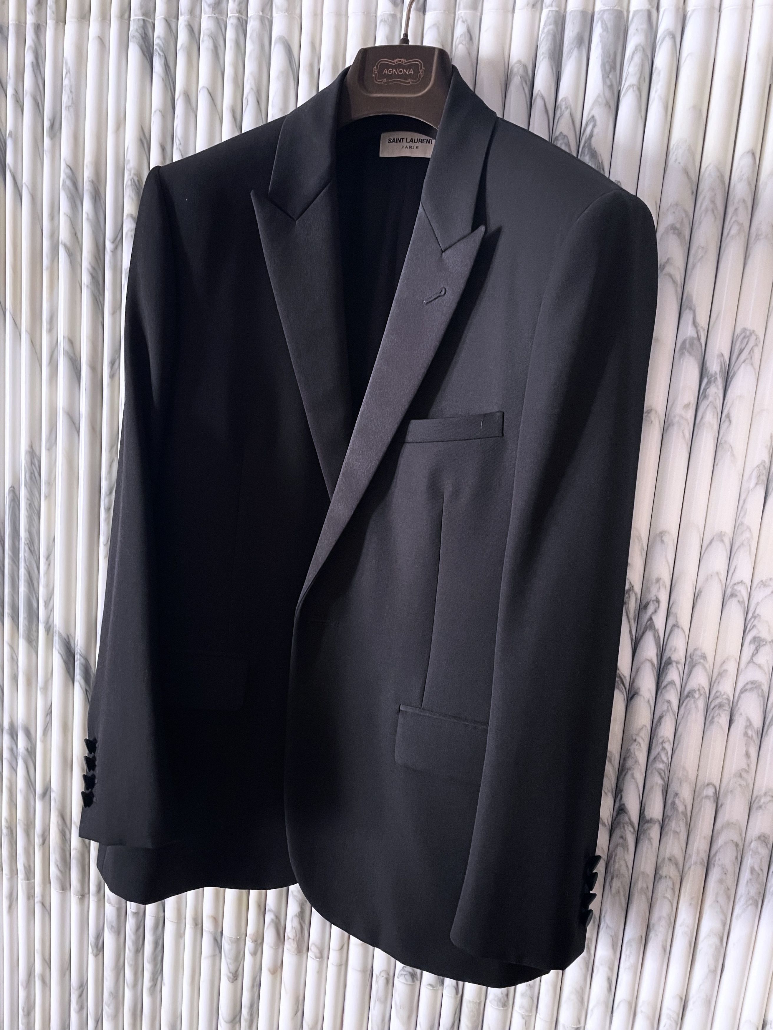 Hedi Slimane × Saint Laurent Paris HEDI AW16 LE SMOKING JACKET IN GRAIN DE POUDRE WOOL Size 50R - 4 Thumbnail