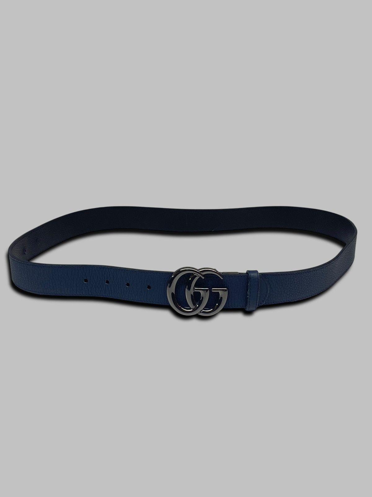 Gucci Gucci GG Navy Blue & Black Leather Reversible Belt 