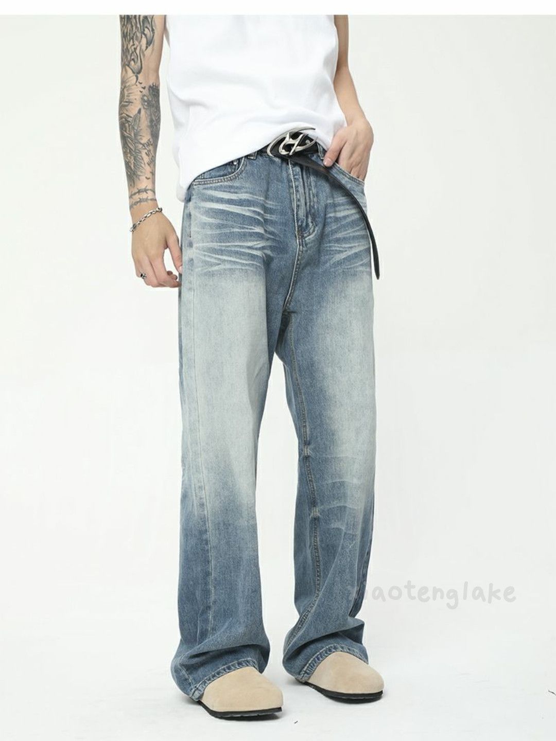Jean × Vintage washed faded cleanfit yuppie loose baggy jeans Size US 28 / EU 44 - 4 Thumbnail