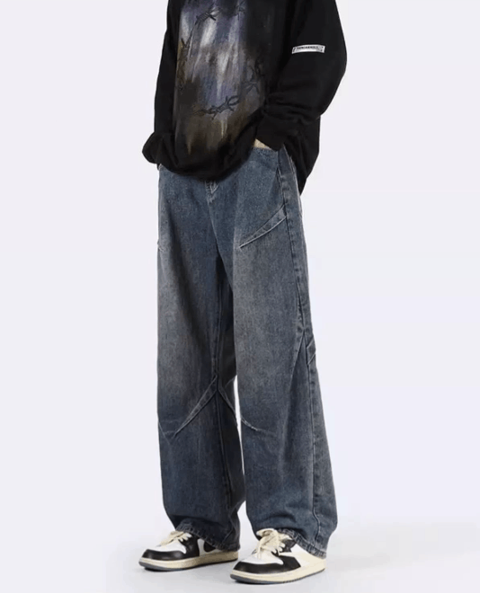 Japanese Brand Men's wide-leg loose straight America street patchwork jeans Size US 32 / EU 48 - 2 Thumbnail