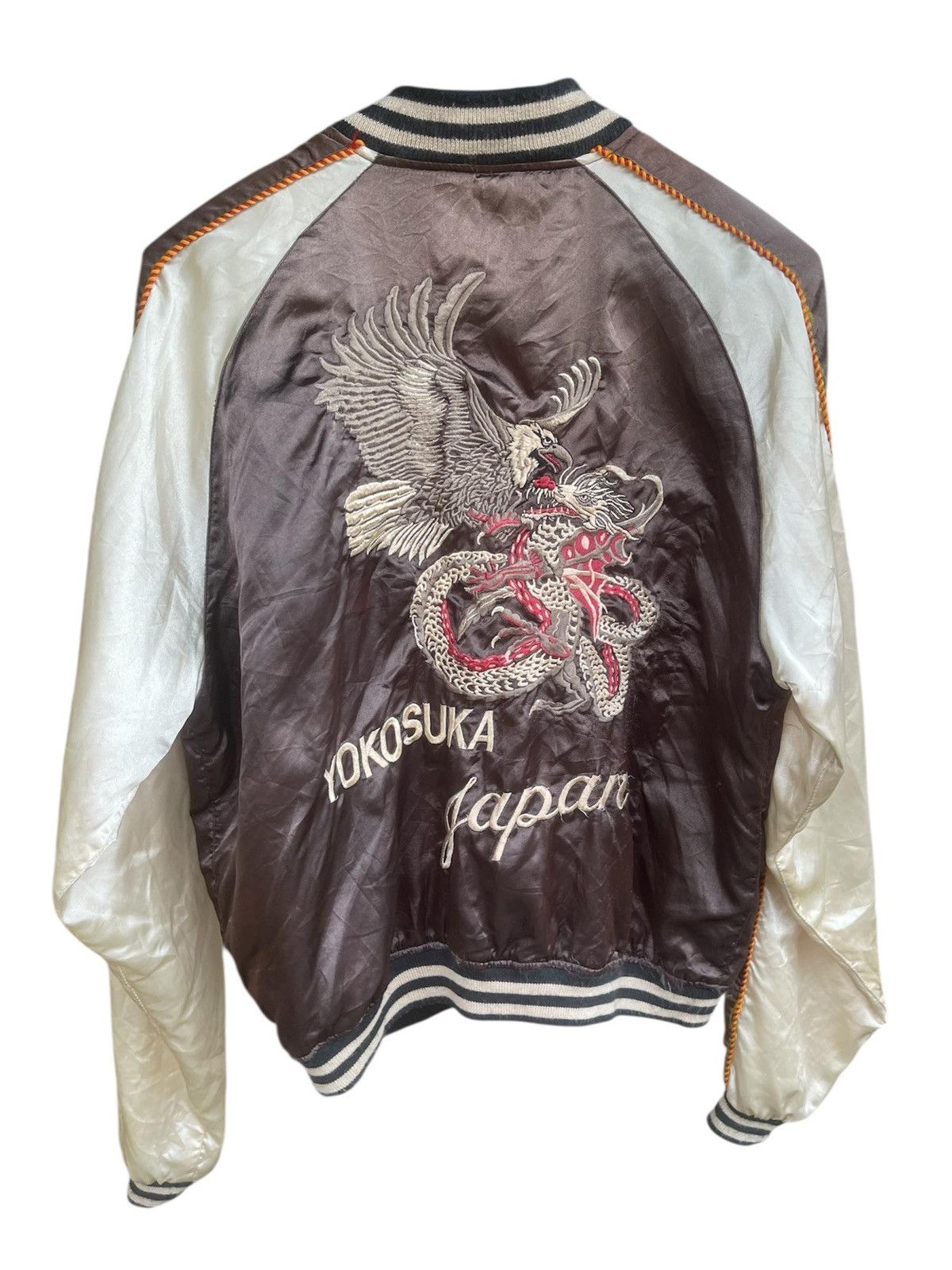 Japanese Brand Sukajan Yokosuka Japan Dragon Eagle Satin Jacket Size US L / EU 52-54 / 3 - 1 Thumbnail