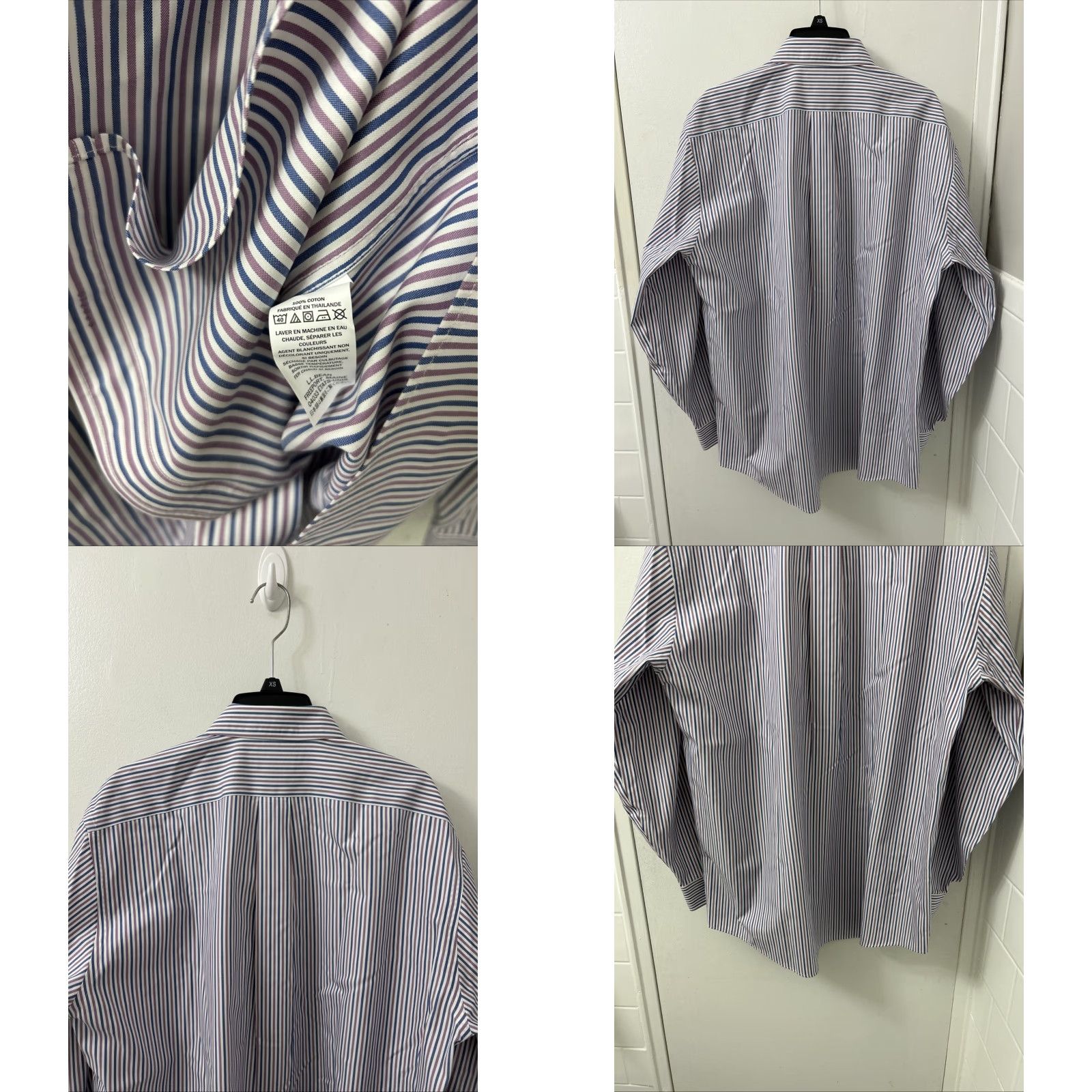Vintage LL Bean Shirt Mens 15.5 Blue Purple Striped Pinpoint Oxford Traditional Fit L/S Button-Up Size US L / EU 52-54 / 3 - 8 Thumbnail