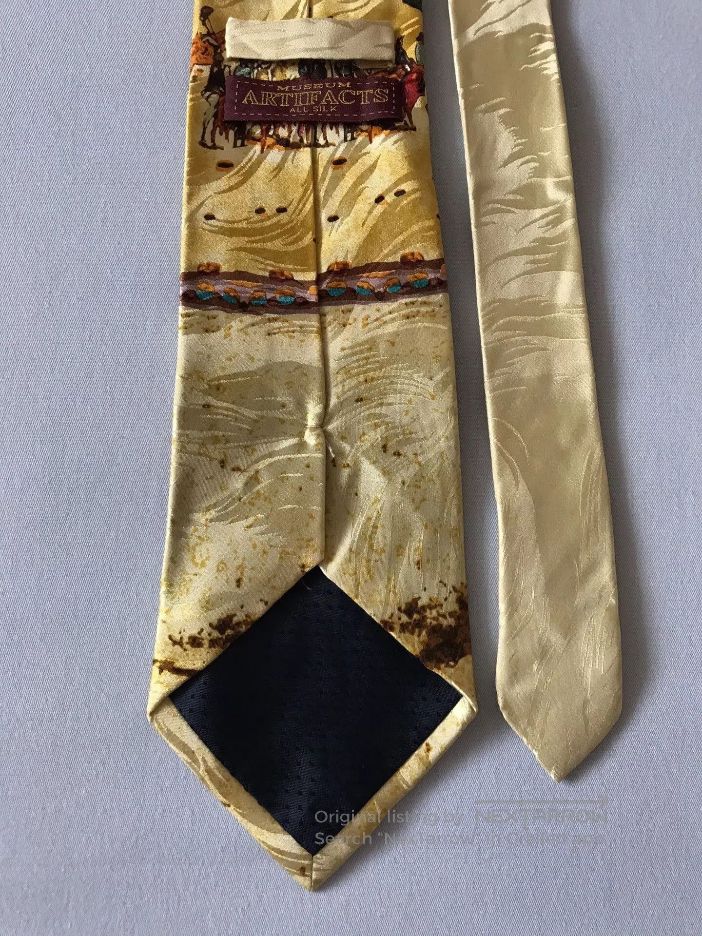 Vintage Vintage Western Cowboy Oil Painting Silk Tie. Size ONE SIZE - 6 Thumbnail