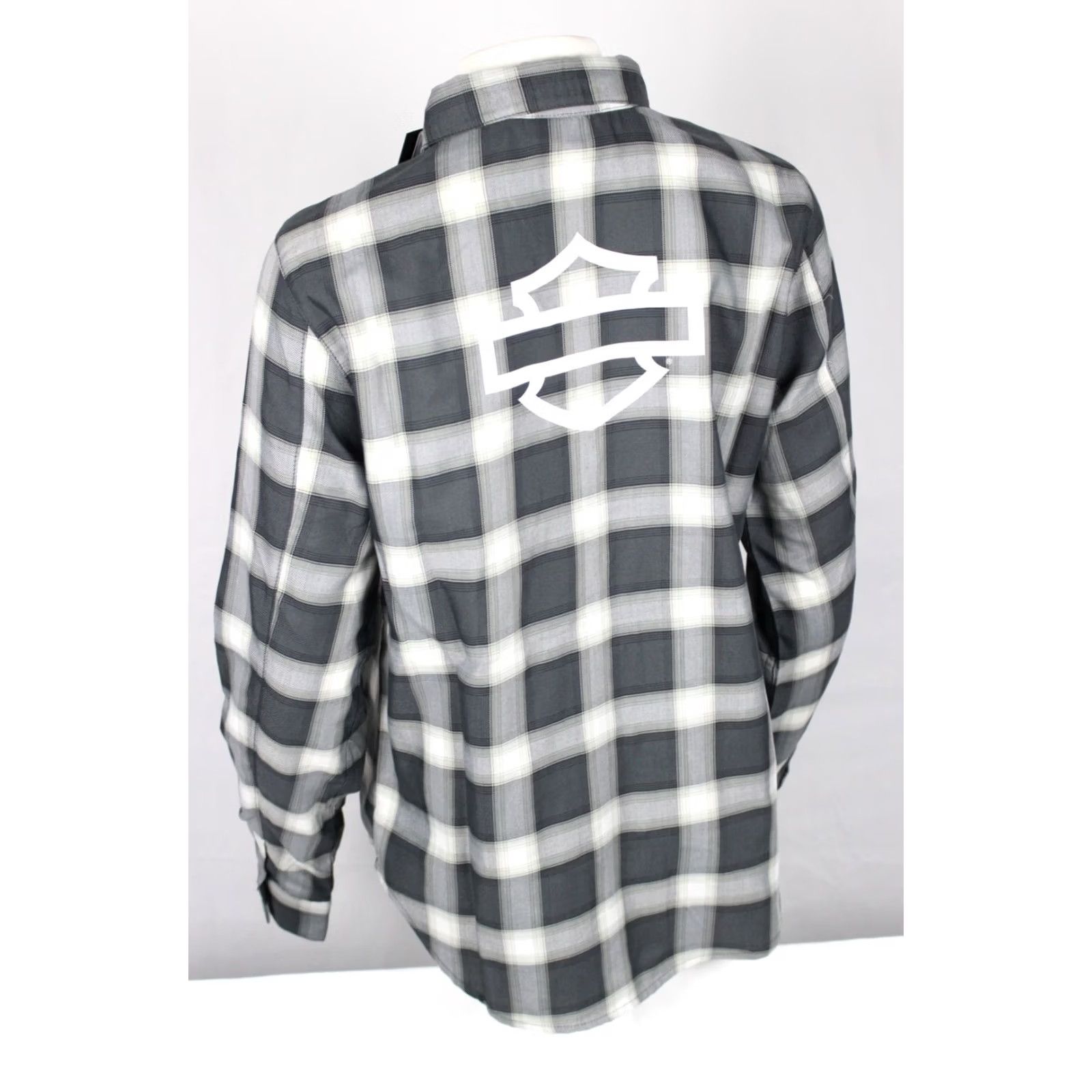 Harley Davidson Harley-Davidson Women's H-D Tech Woven Snap Button Shirt M Medium Gray Plaid Shirt Women Regular Long Sleeve Pocket Button-Up Casual Mens? Wait. Size M / US 6-8 / IT 42-44 - 2 Thumbnail