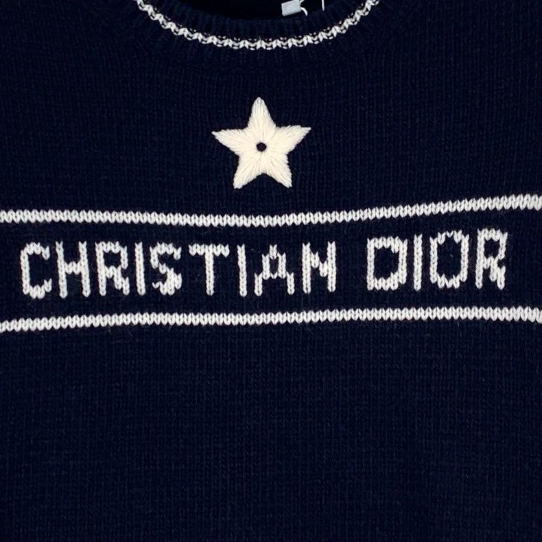 Dior Dior Dark blue logo letter inlaid wool round-neck short-sl Size S / US 4 / IT 40 - 4 Thumbnail