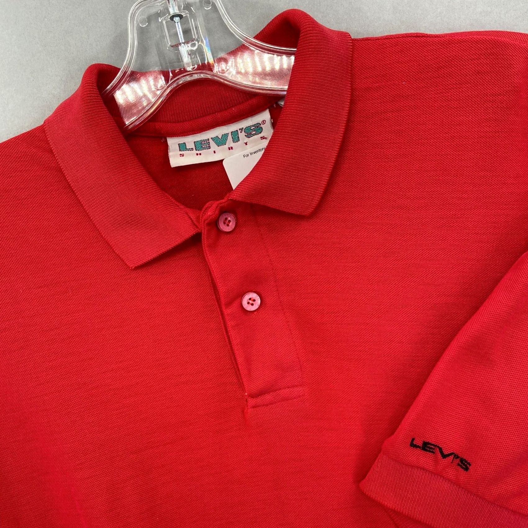 Levi's VINTAGE Levis Shirt Polo Mens Medium Red Short Sleeve Ringer Single Stitch M 80s Size US M / EU 48-50 / 2 - 2 Thumbnail