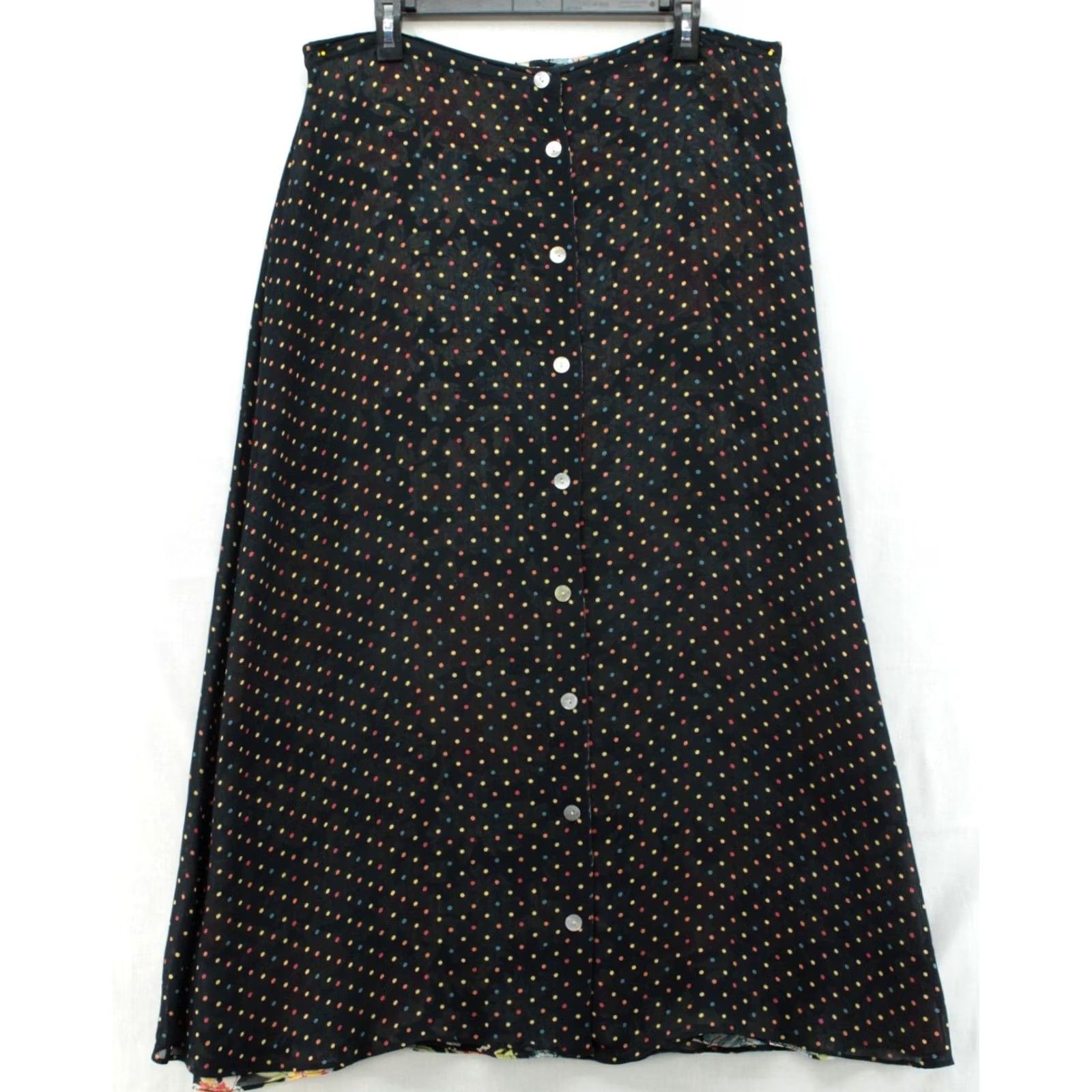 Vintage VINTAGE Ali Miles Maxi Skirt Womens 16 Reversable Boho Floral Polka Dots Witchy Summer Skirt Womens - Size 38" / US 16 / IT 52 - 2 Thumbnail