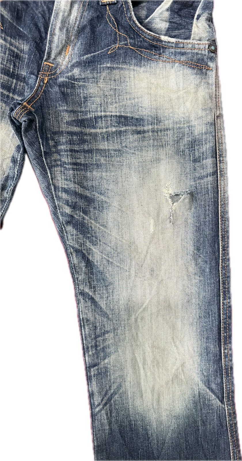 Japan Brand Super Flare Distres Ripped Denim Edwin Bull Head