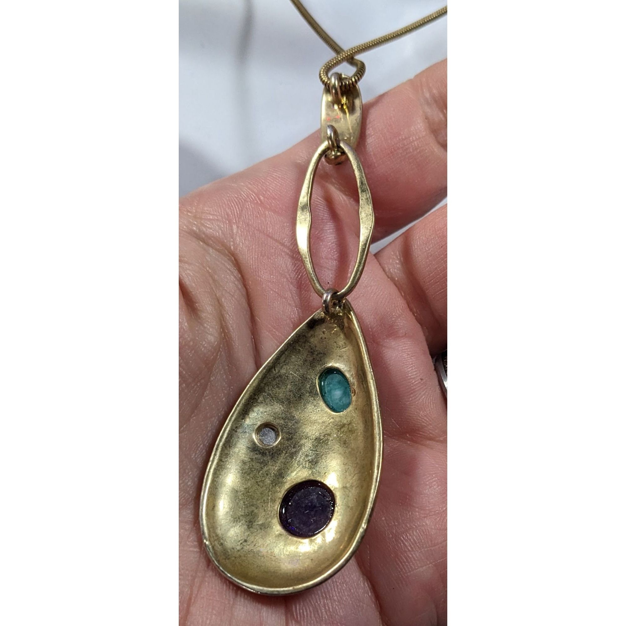 Nine West Nine West Elegant Glam Gold Tone Teardrop Gemstone Necklace Size ONE SIZE - 6 Thumbnail