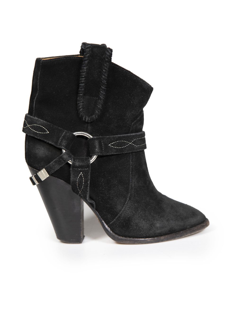 image of Isabel Marant Etoile Black Rawson Buckle Detail Boots, Women's (Size 6)