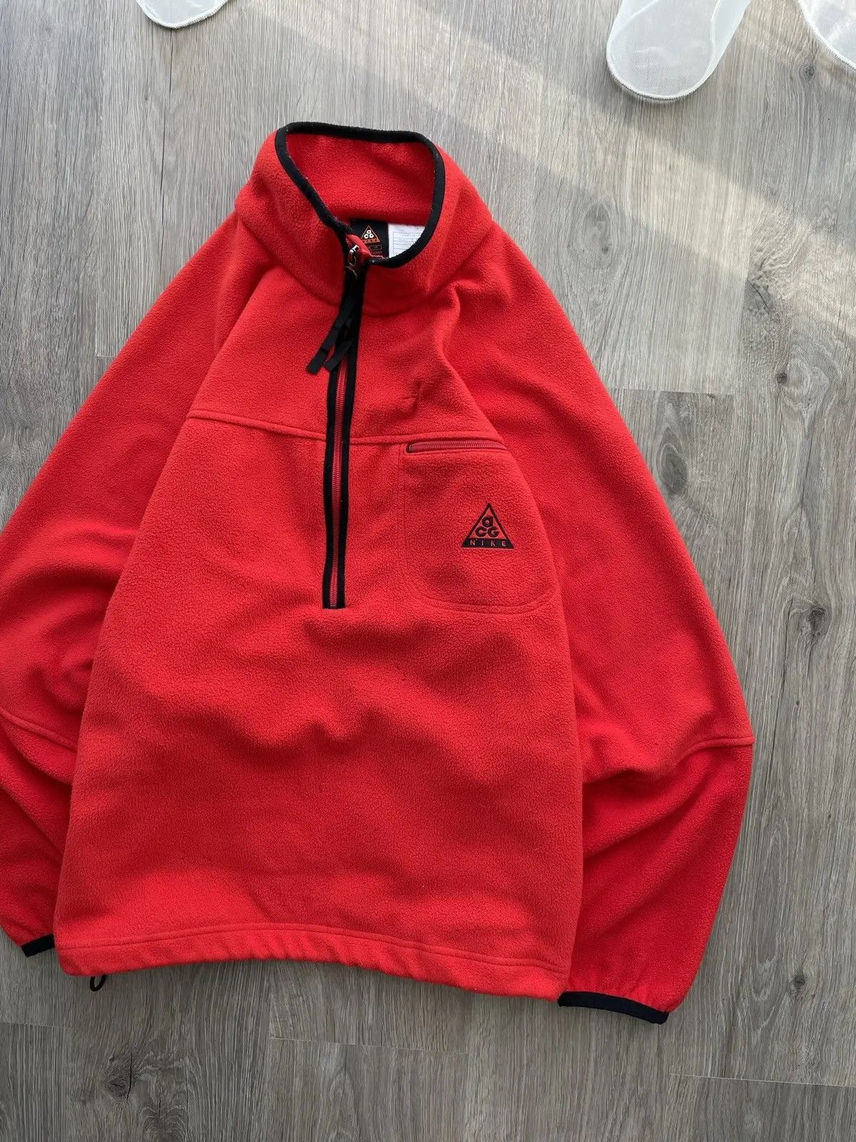 Nike × Nike ACG × Vintage Vintage Nike ACG Fleece Jacket Red Y2K big Logo Size US M / EU 48-50 / 2 - 10 Thumbnail