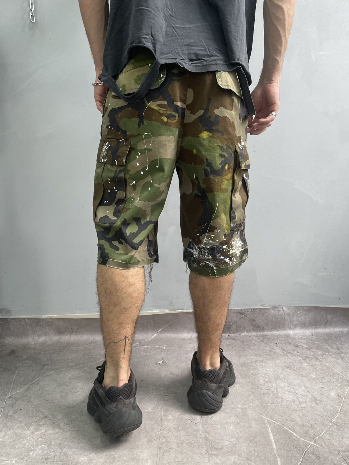 Other Vintage army military painted baggy cropped pants shorts y2k Size US 32 / EU 48 - 7 Thumbnail