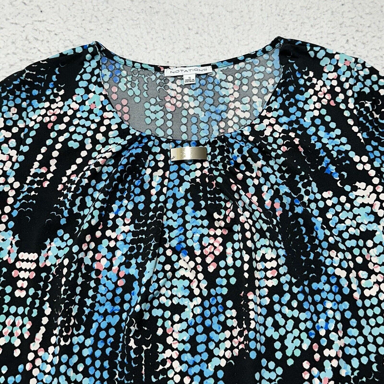 Other Notations Small Crewneck T Shirt Blue Black Blouse Top Size S / US 4 / IT 40 - 2 Thumbnail