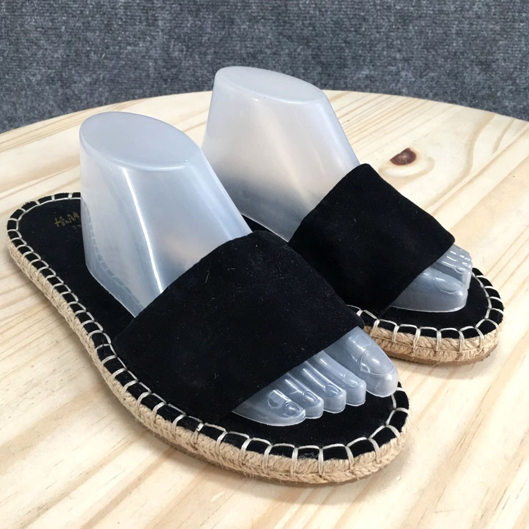 H&M H&M Sandals Womens 7 Espadrille Slide Black Open Toe Comfort Flat Casual Slip On Size US 7 / IT 37 - 3 Thumbnail