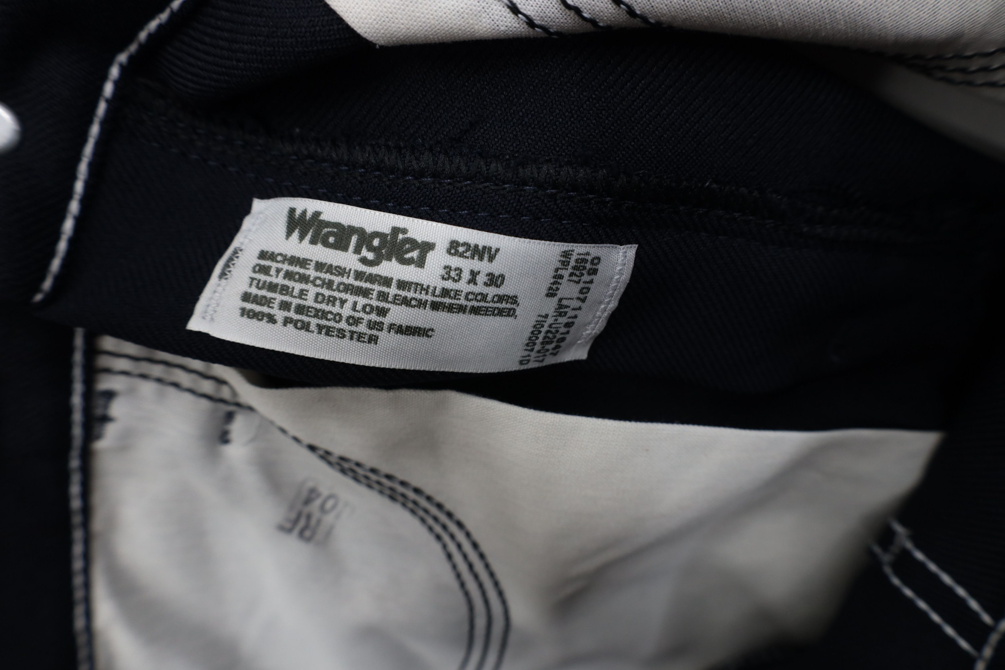 Wrangler Vintage 90s Wrangler Wide Leg Western Chino Pants Navy Blue Size US 33 - 7 Thumbnail