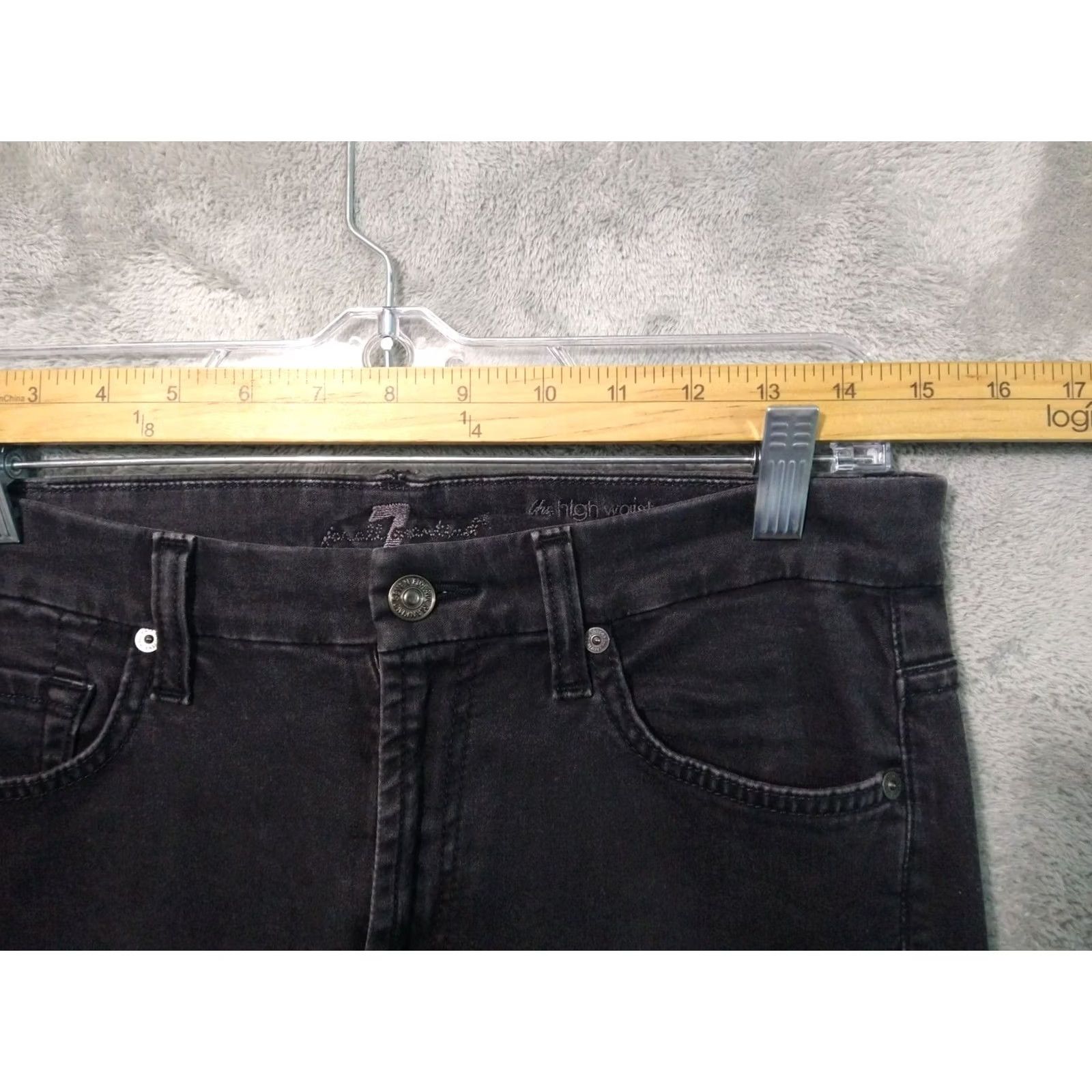 7 For All Mankind 7 For All Mankind Jeans Womens 30 x 30 Black Denim High Waist Skinny Stretch Jeans Size 30" / US 8 / IT 44 - 3 Thumbnail