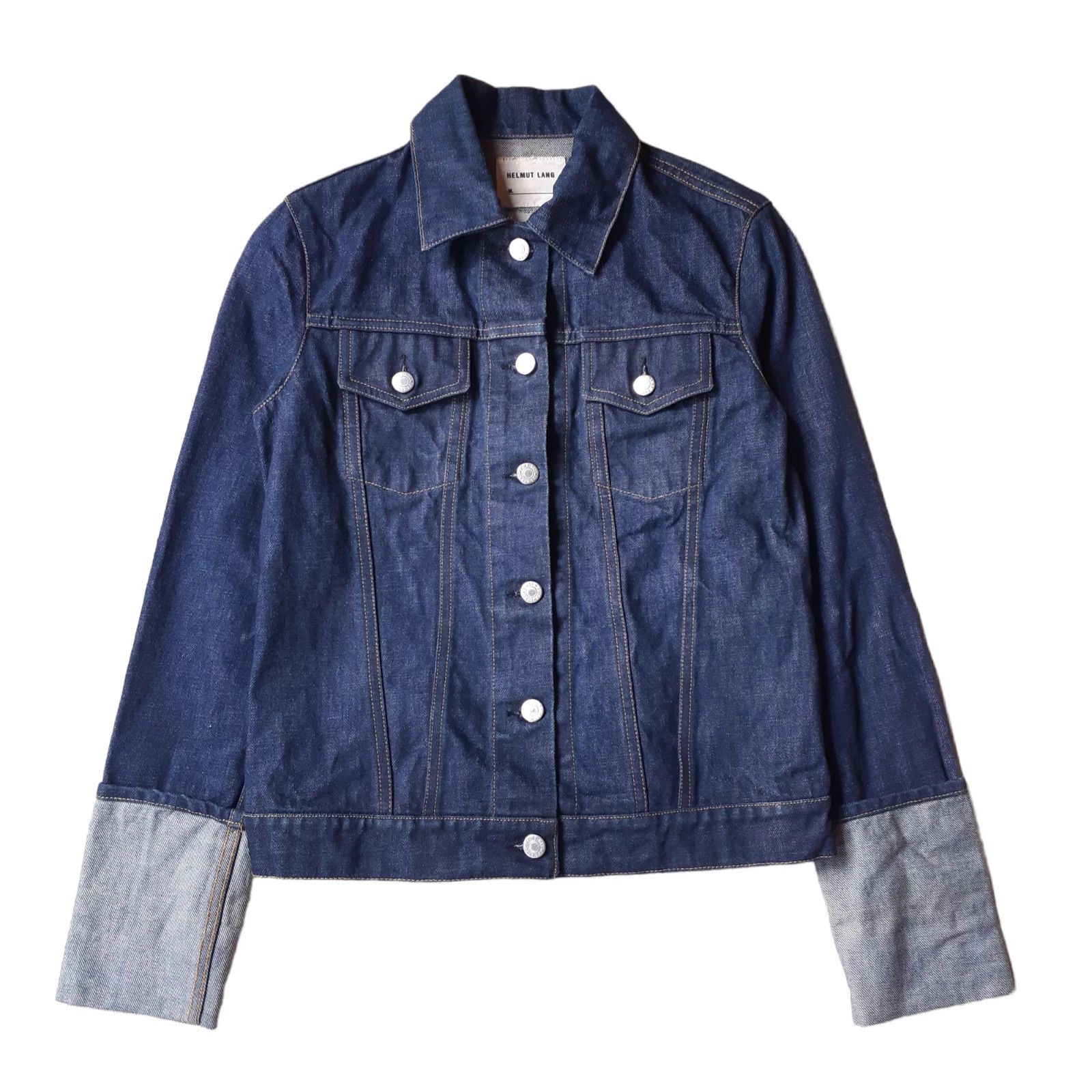 Helmut Lang HELMUT LANG 1999 Folded Sleeves Denim Jacket Women Size XS / US 0-2 / IT 36-38 - 1 Thumbnail