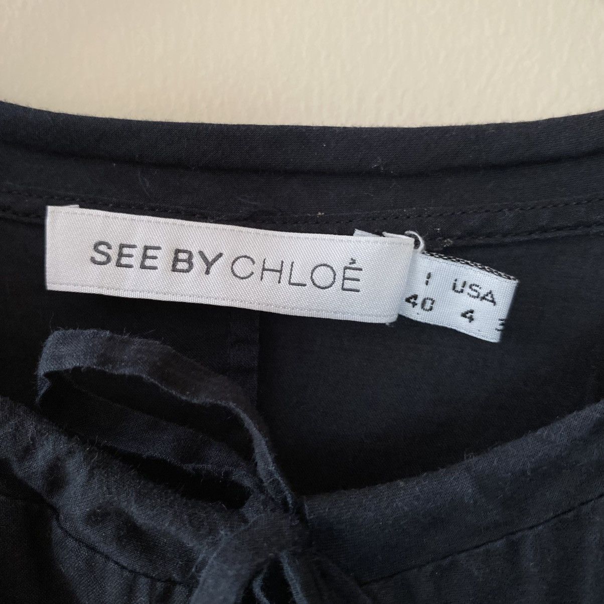 See by Chloe SEE BY CHLOẺ Navy Ruffled Tie-Front Blouse Size S / US 4 / IT 40 - 10 Thumbnail