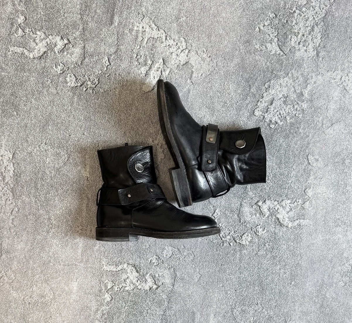 Moma 36Size Leather Shoes Boots Biker Ankle Punk Opium Y2K in Black, Women's