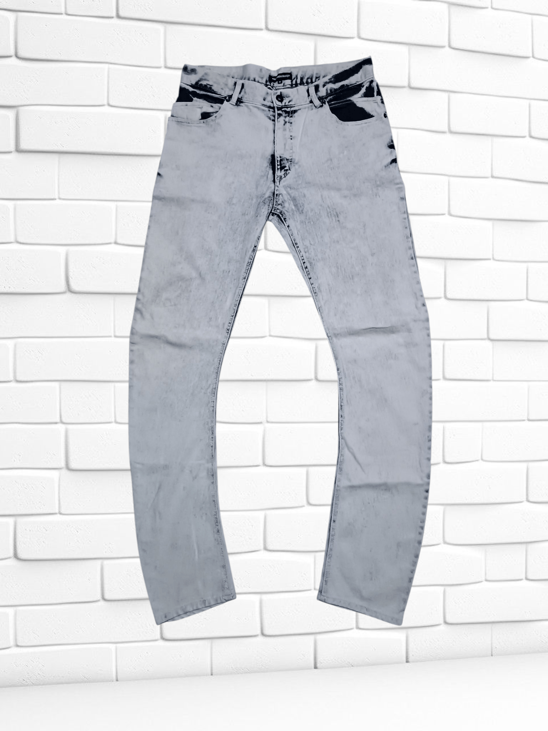 semanticdesign Sematic Design Slim Fit Stretch Acid Wash Denim Banana Pant Size US 31 - 1 Thumbnail