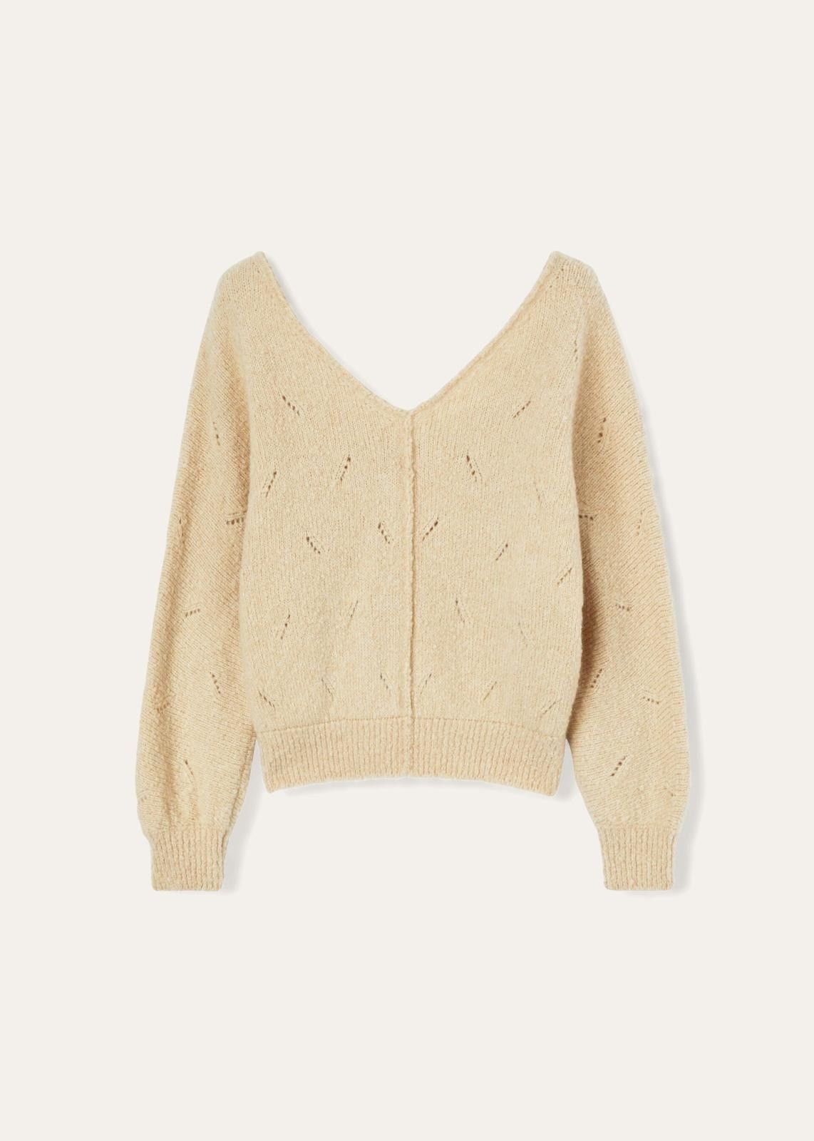 Loro Piana o1srvl11e1024 Cocooning Deep V Cashmere Sweater in Beige Size XS / US 0-2 / IT 36-38 - 2 Thumbnail