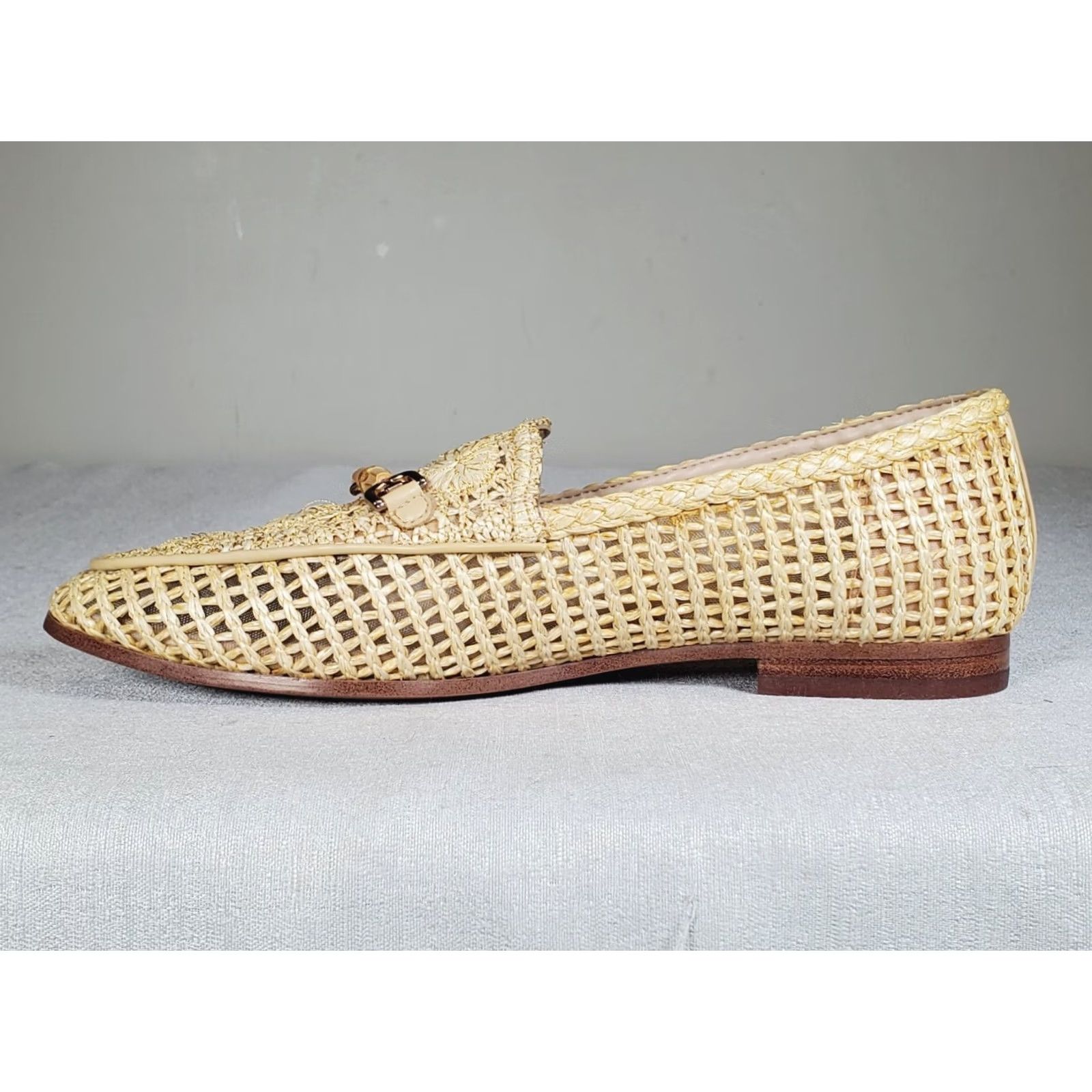 Sam Edelman Sam Edelman Loafers Raffia Lowell in Natural Bamboo Double-E Bit Women's US 6.5 M Shoes Size US 7 / IT 37 - 3 Thumbnail