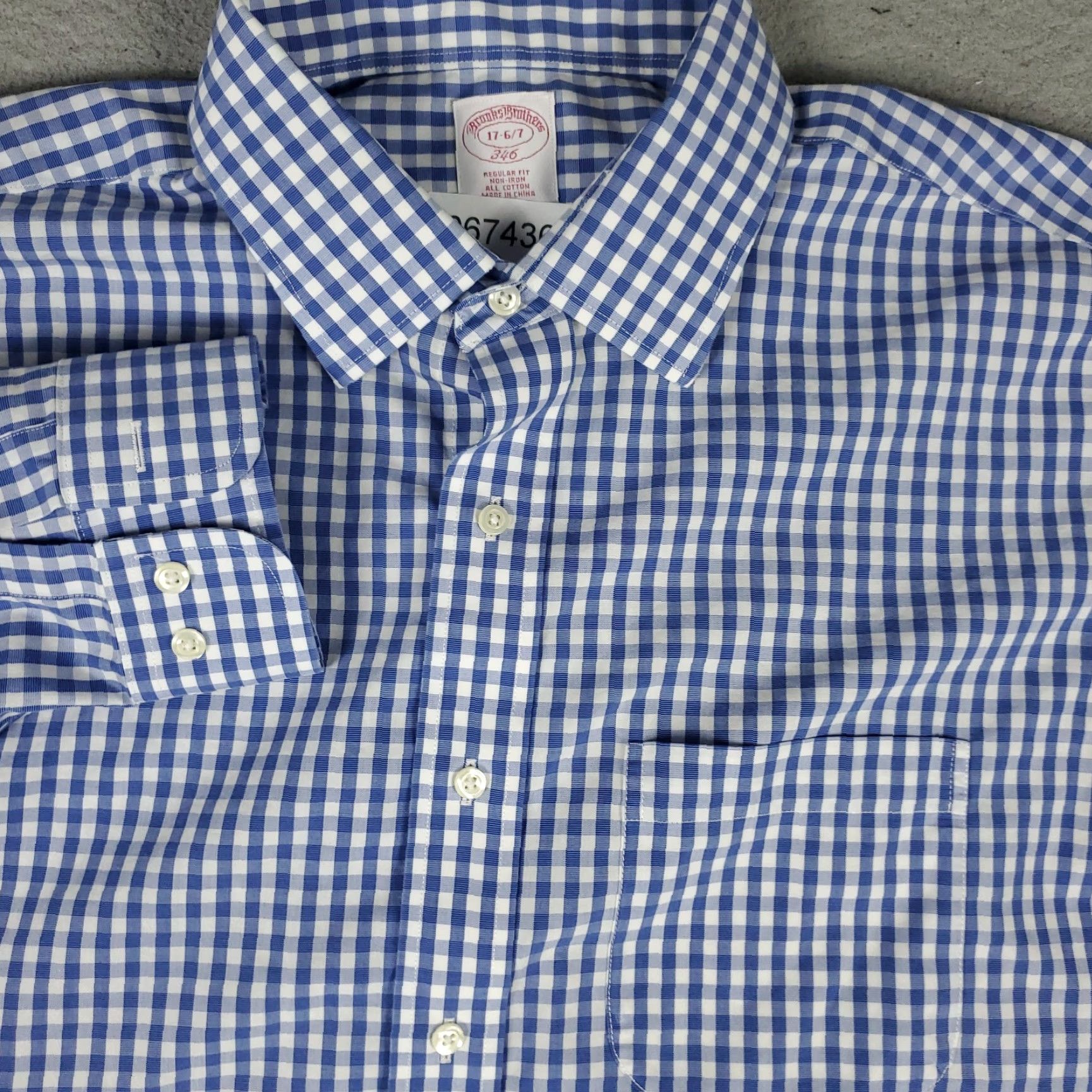 Brooks Brothers Brooks Brothers Shirt Mens 17 Blue Check Dress Button Up Long Sleeve Regular 100% Cotton Pride Wedding Business Casual Formal Workwear Mens Size 46R - 2 Thumbnail