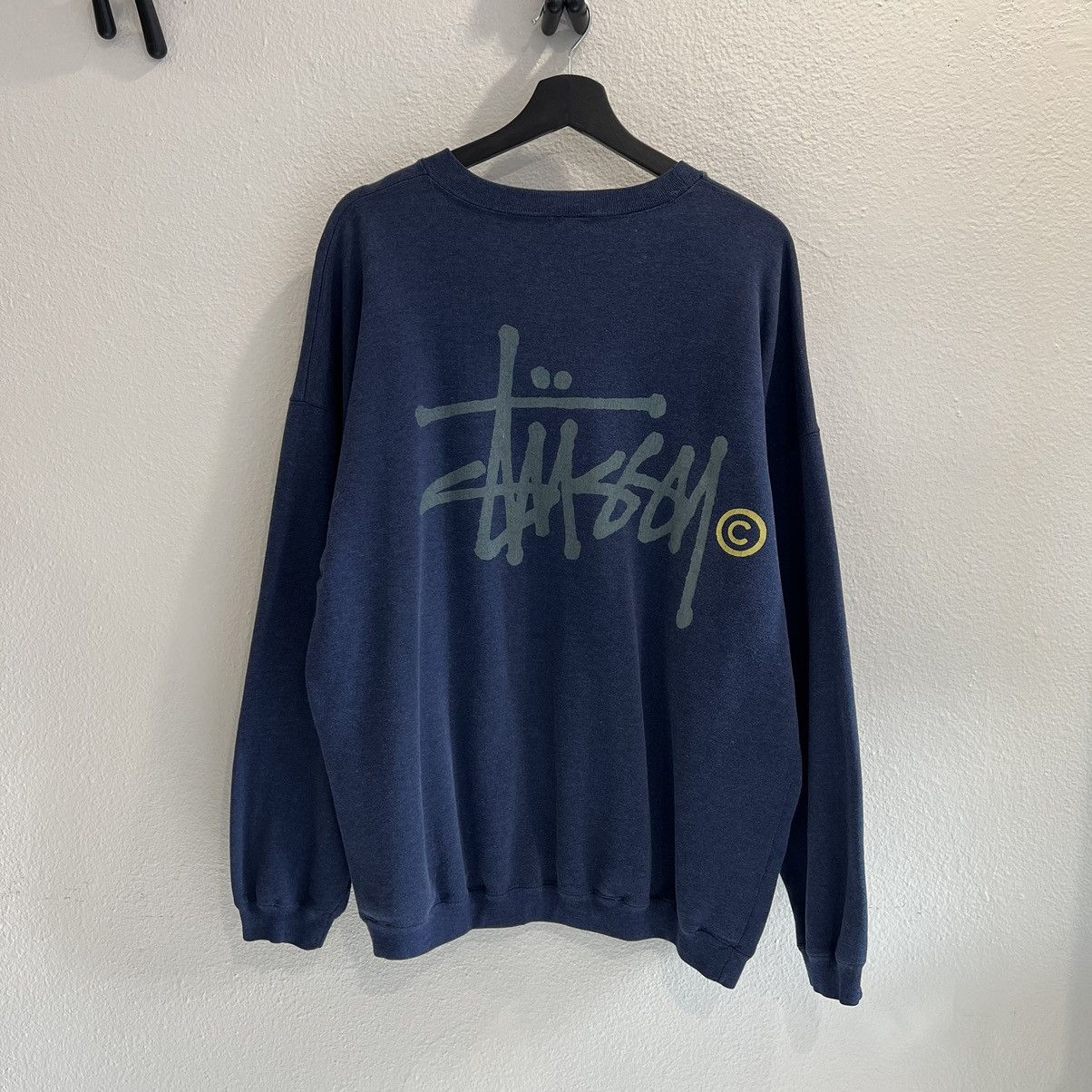 image of 80's Stussy Crewneck Vintage 90's Made Usa in Blue, Men's (Size XL)