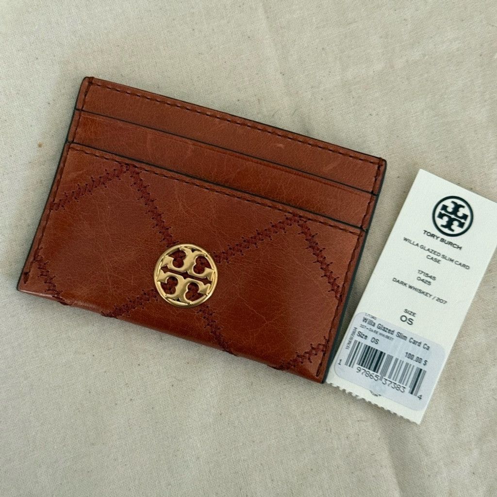 Tory Burch Tory Burch Tan Leather Card Case with Gold Emblem Size ONE SIZE - 2 Thumbnail
