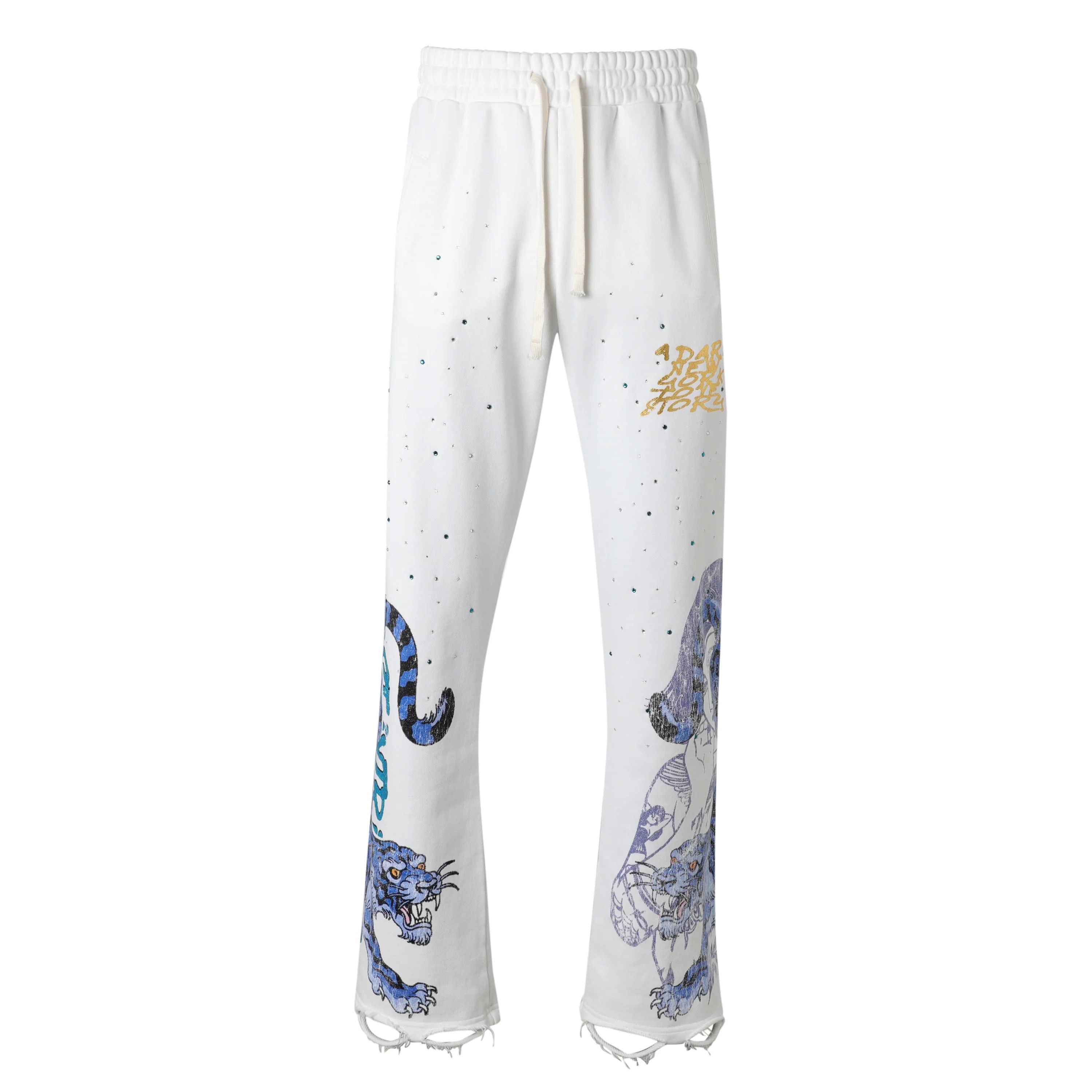 LOST INTRICACY Lost Intricacy 'Twin Tiger' Cream Sweats Size US 30 / EU 46 - 1 Thumbnail
