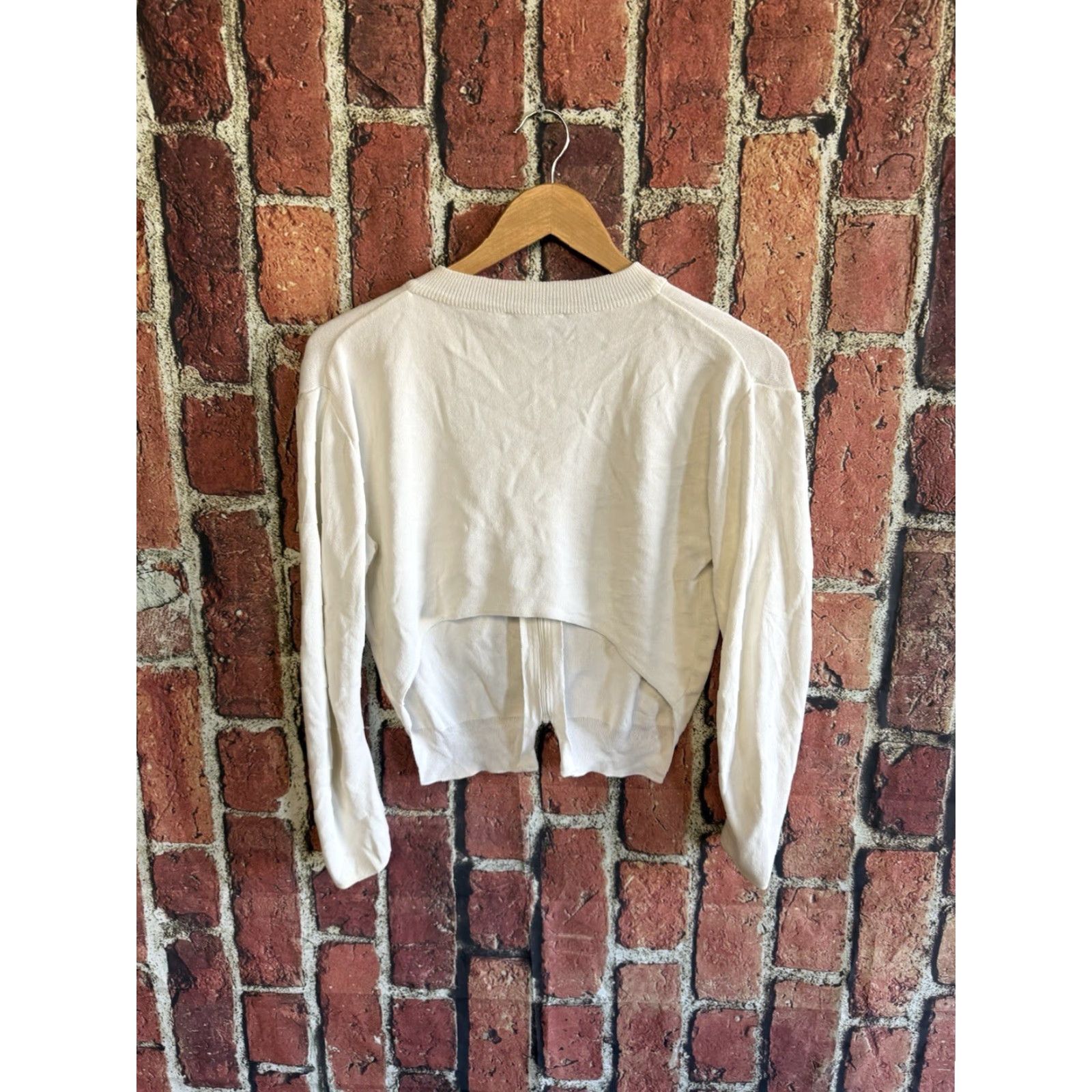 AMOMENTO VINTAGE Amomento White Full Zip Cardigan Sweatshirt 1 Long Sleeve Womens Size XS / US 0-2 / IT 36-38 - 2 Thumbnail