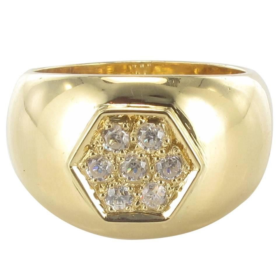 image of Vintage New Diamond 18 Karat Yellow Gold Large Band Ring, Women's