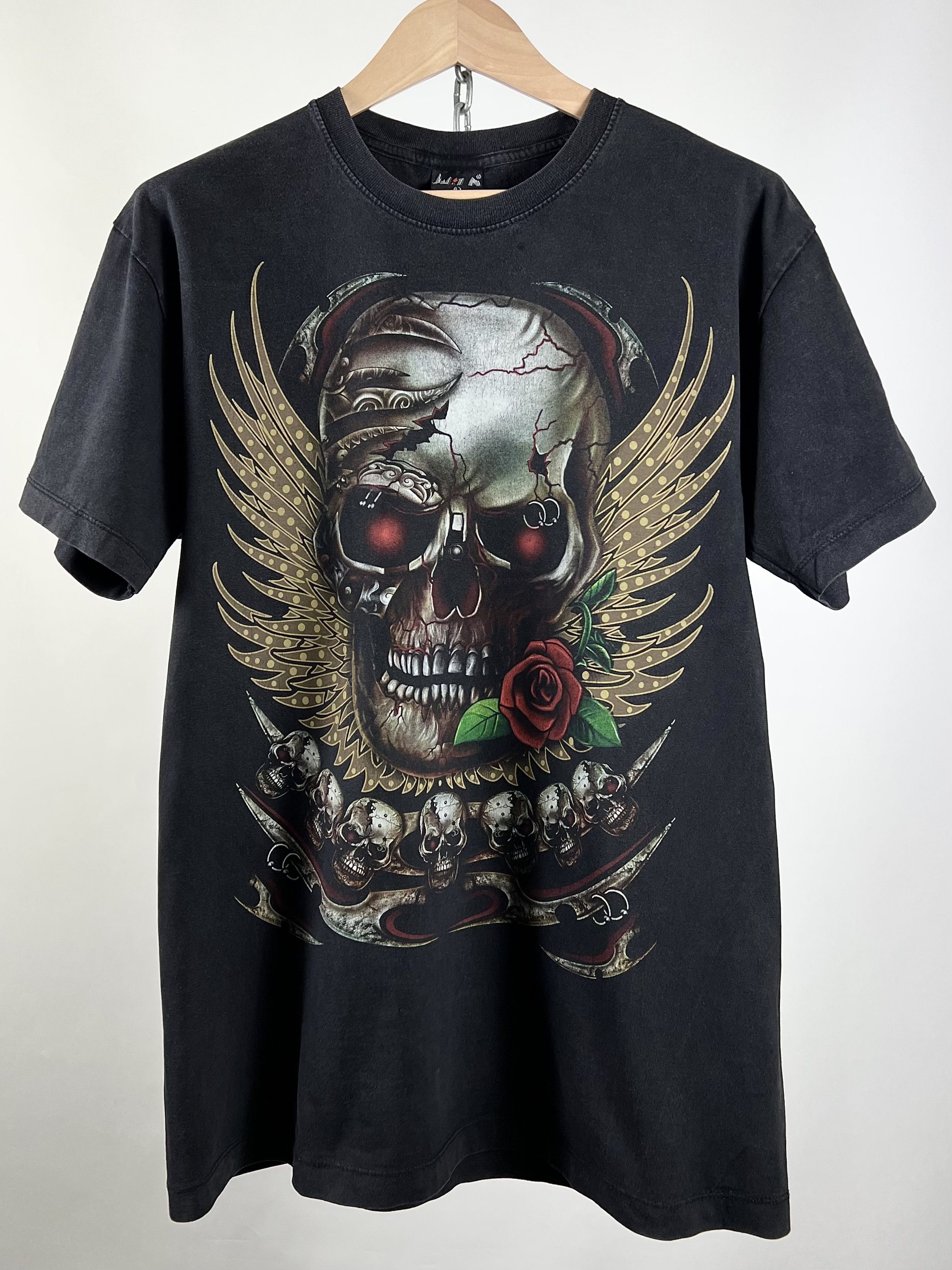 Affliction Y2K Vintage WILD Skull Roses Faded Skeleton T-Shirt Size US L / EU 52-54 / 3 - 2 Thumbnail