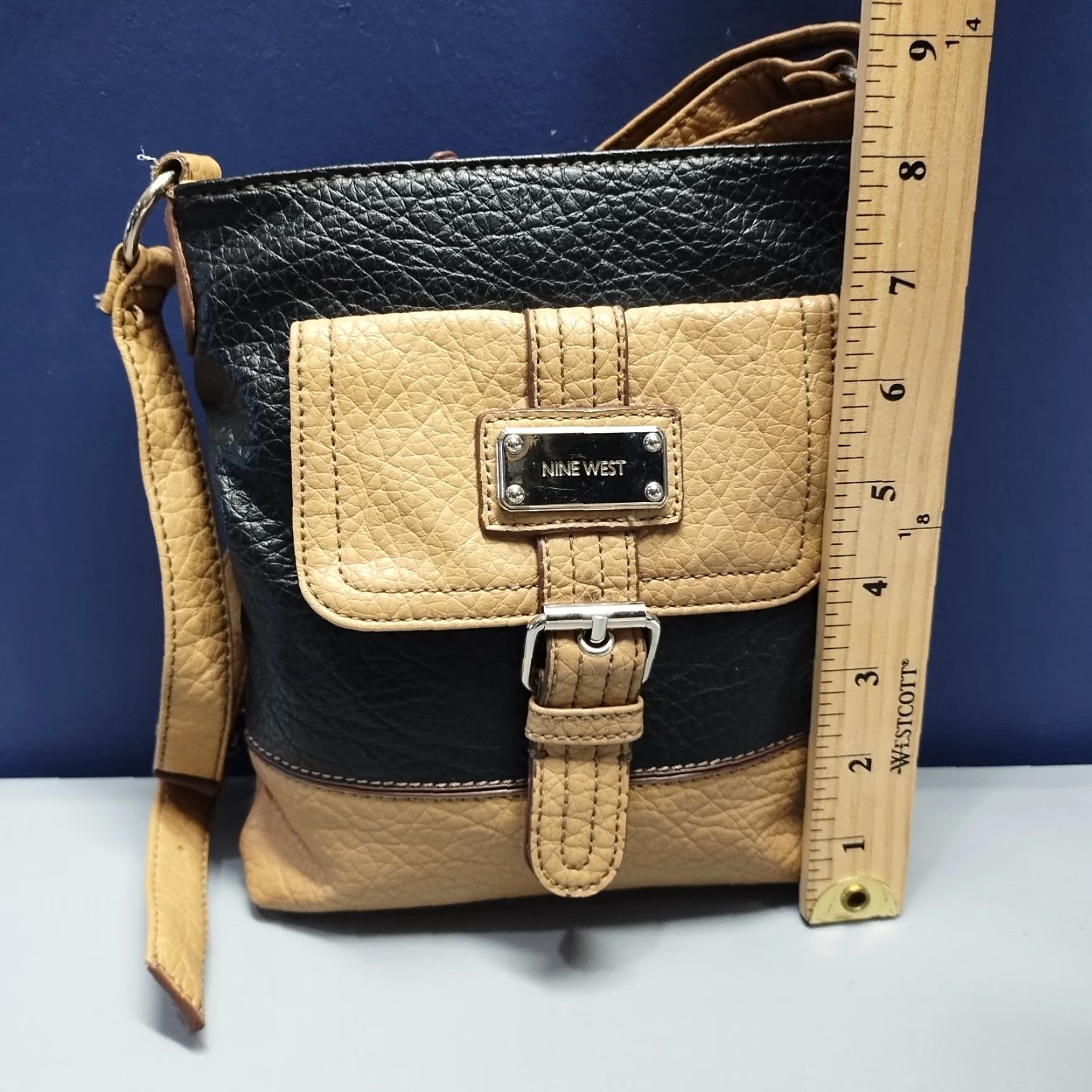 Nine West Nine West Crossbody Bag Monogram Black Tan Two Tone Adjustable Straps Womens Medium Modern Size ONE SIZE - 6 Thumbnail