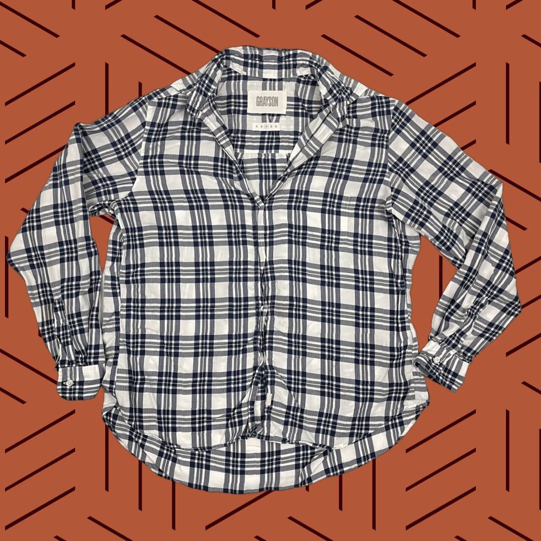 Vintage VINTAGE The Hero Shirt Grayson by Frank & Eileen Womens Medium 3 Blue Plaid Office Prep Size M / US 6-8 / IT 42-44 - 1 Thumbnail