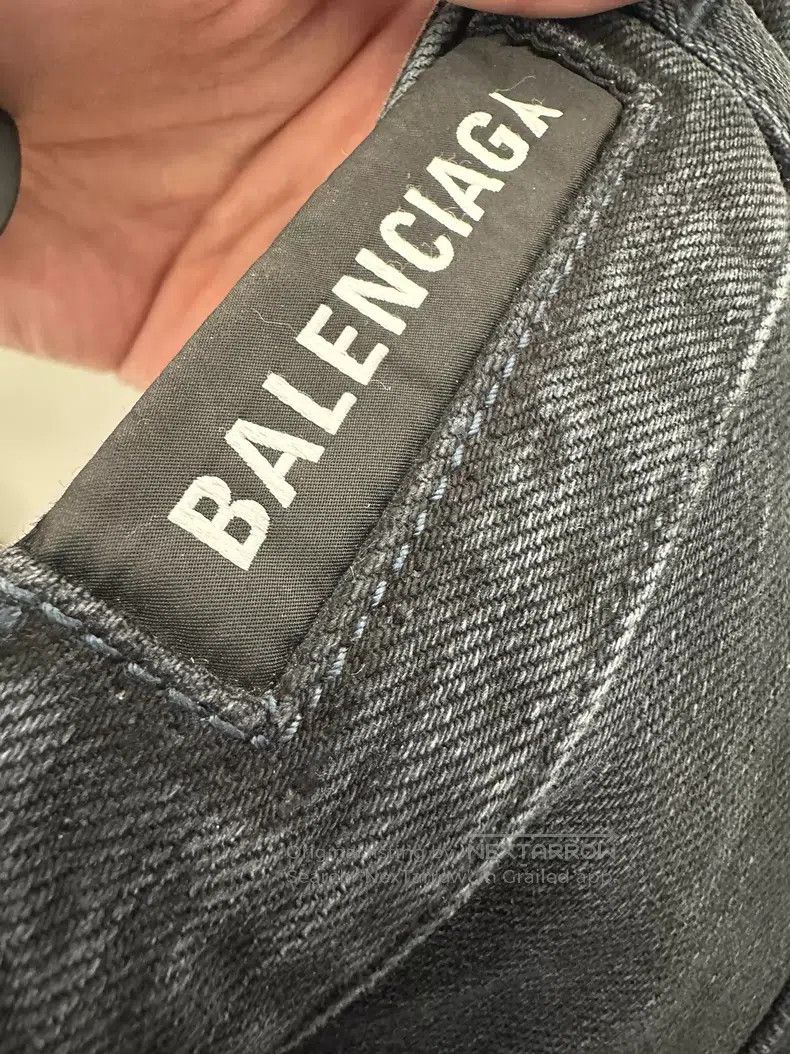 Balenciaga Balenciaga size XS Drawstring Denim Pants with Washed Blac Size US 27 - 3 Thumbnail