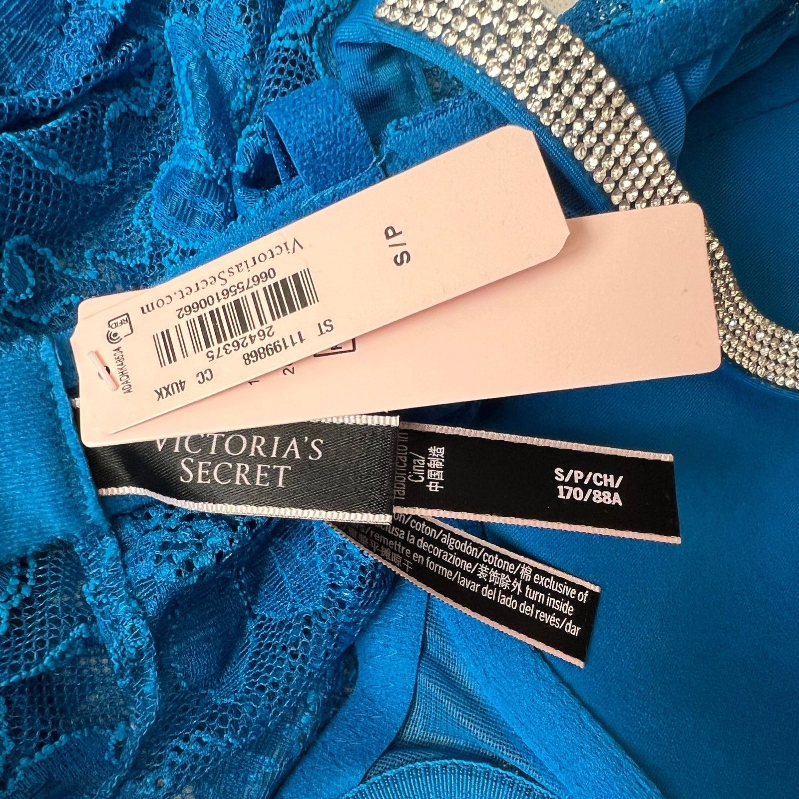 Victoria's Secret VICTORIA’S SECRET Blue Lace Shine Strap Teddy Bodysuit, S Size S / US 4 / IT 40 - 5 Thumbnail