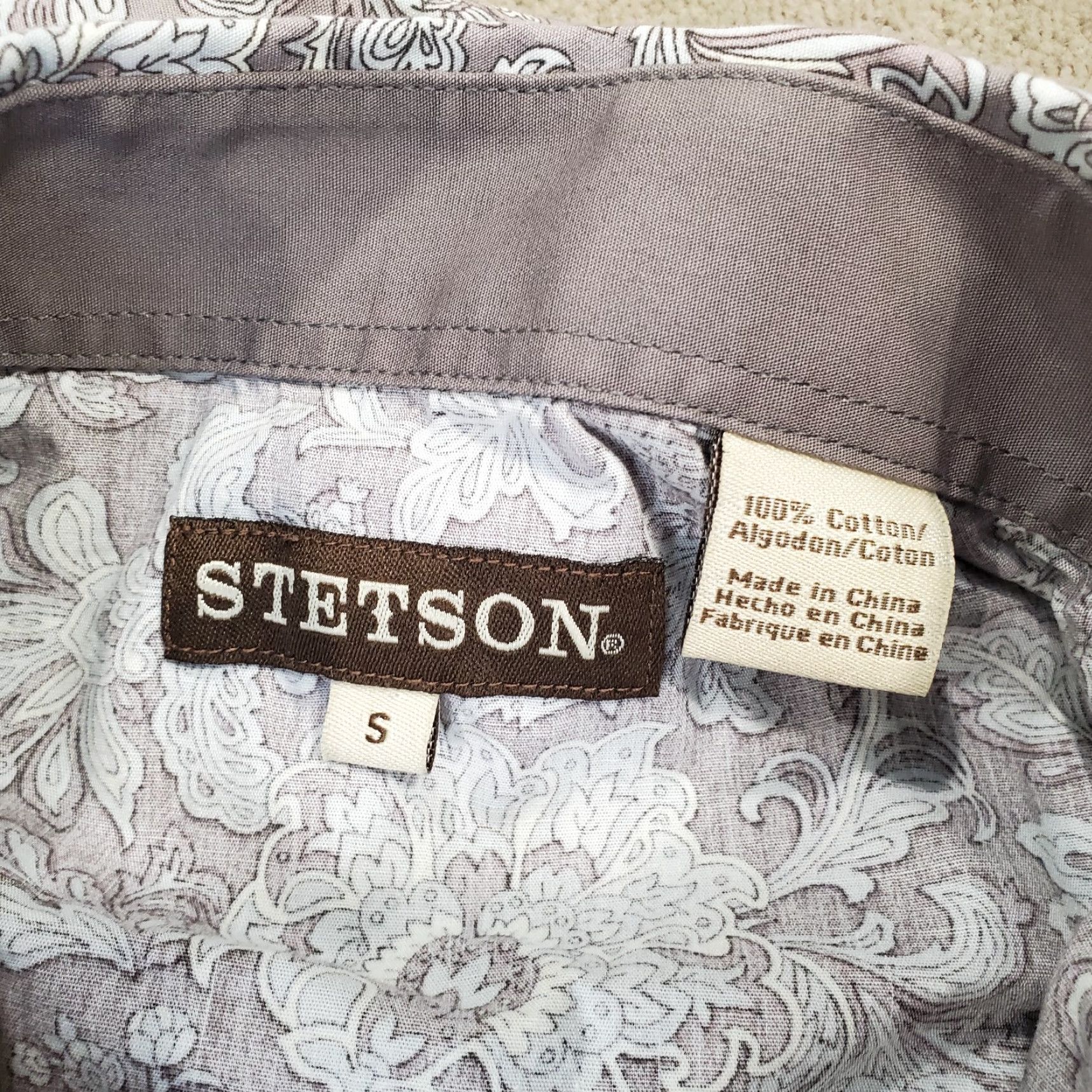 Stetson VINTAGE Stetson Shirt Mens Small Gray Pearl Snap Button Up Paisley Floral Western Cowboy Size US S / EU 44-46 / 1 - 7 Thumbnail