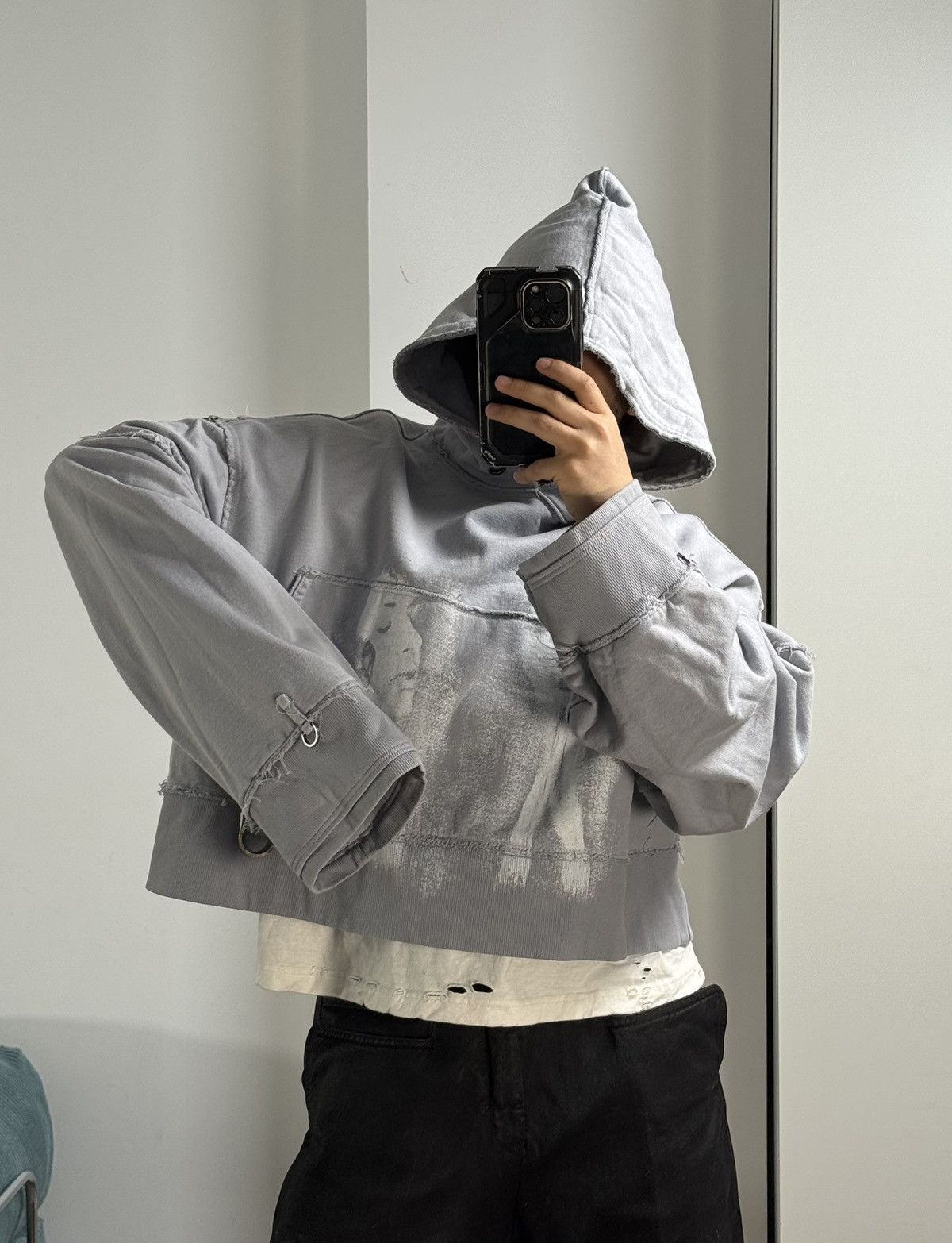 SHINE LUXURY RARE “MARTYR LOREM” Cropped Bondage Hoodie - Light Lavander Size US L / EU 52-54 / 3 - 6 Thumbnail