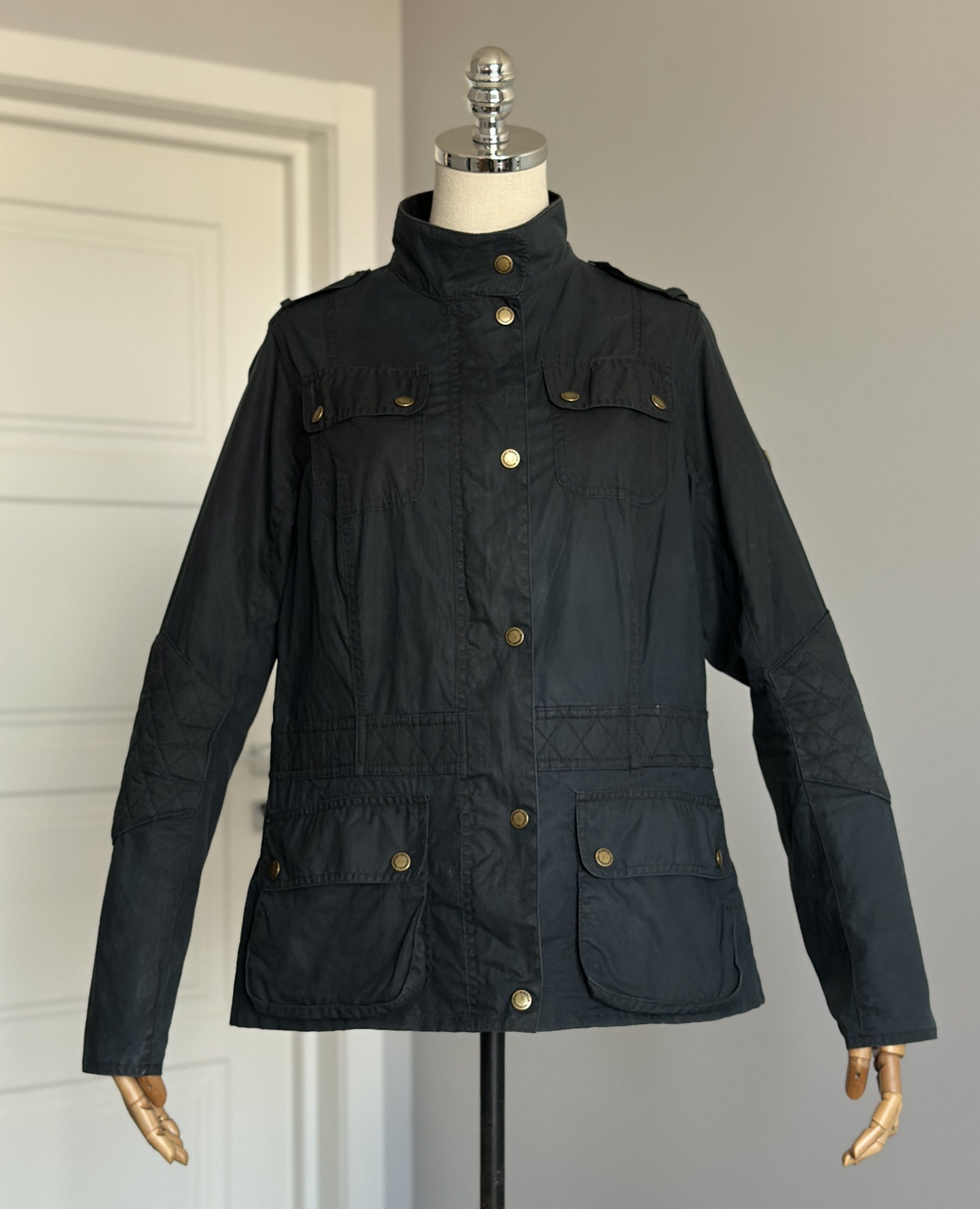 BARBOUR Electra International Wax Jacket Waxed Cotton Black