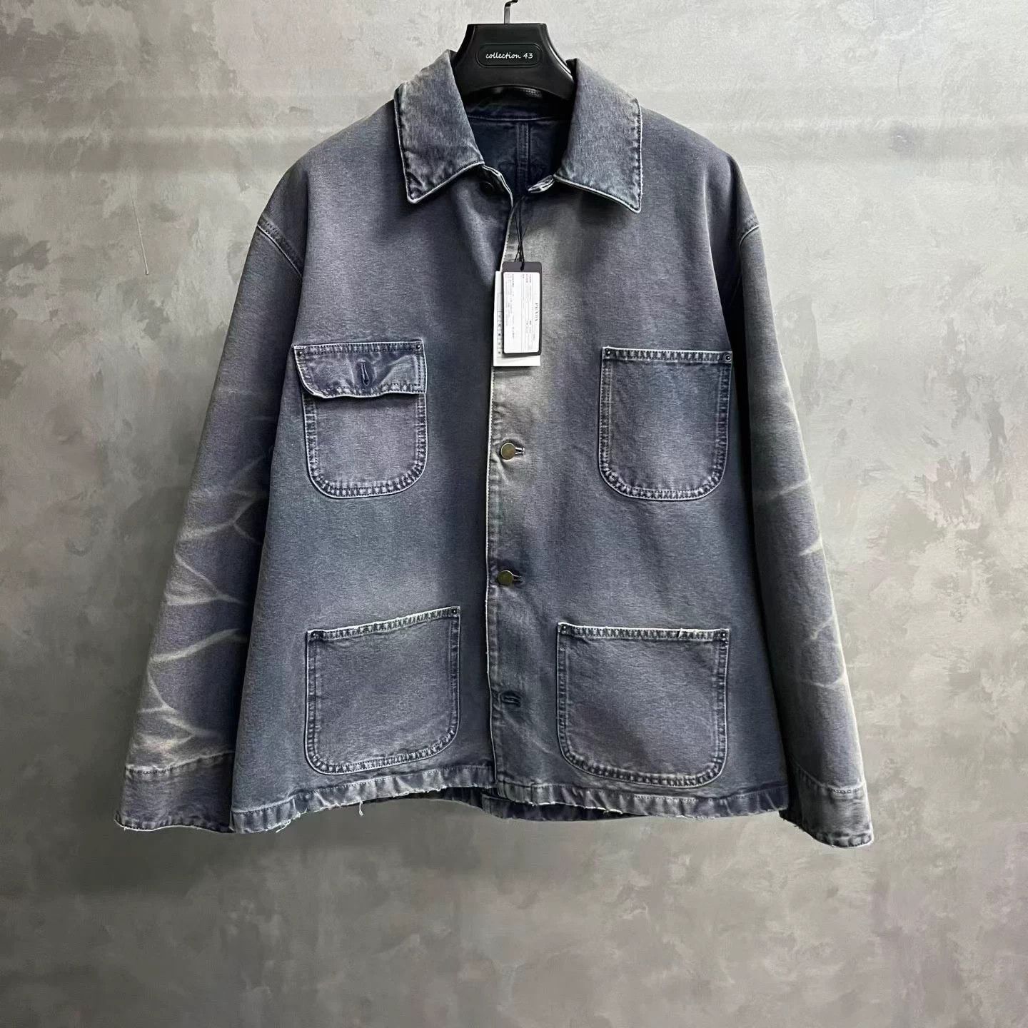 Prada Prada Blue Distressed Canvas Jacket S Size US S / EU 44-46 / 1 - 1 Thumbnail