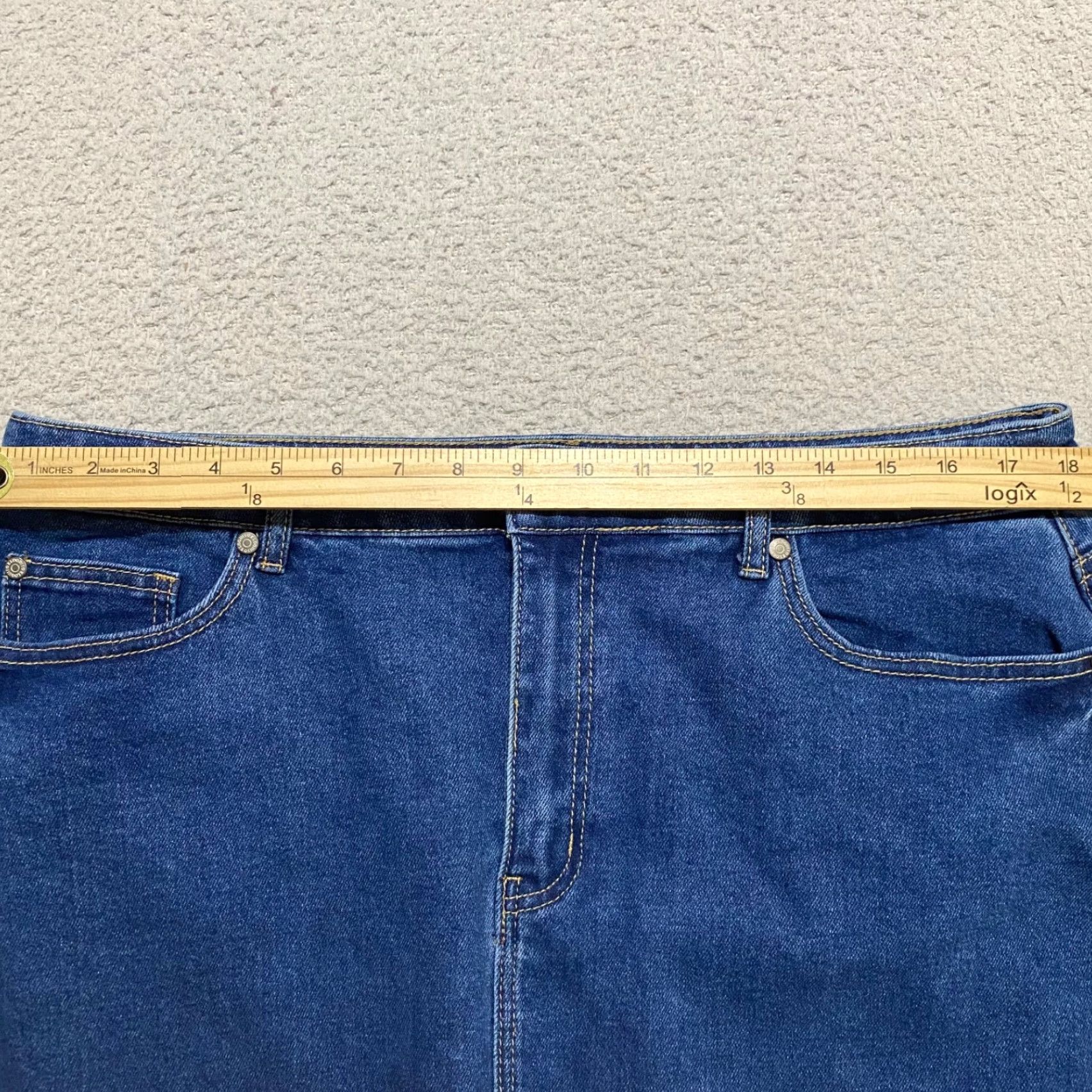 Vintage Eloquii Skirt Blue Denim Maxi Boho Festival 14 Womens Long Summer Spring Fall Winter Pattern Solid Button Cotton Denim Country China Size 36" / US 14 / IT 50 - 6 Thumbnail