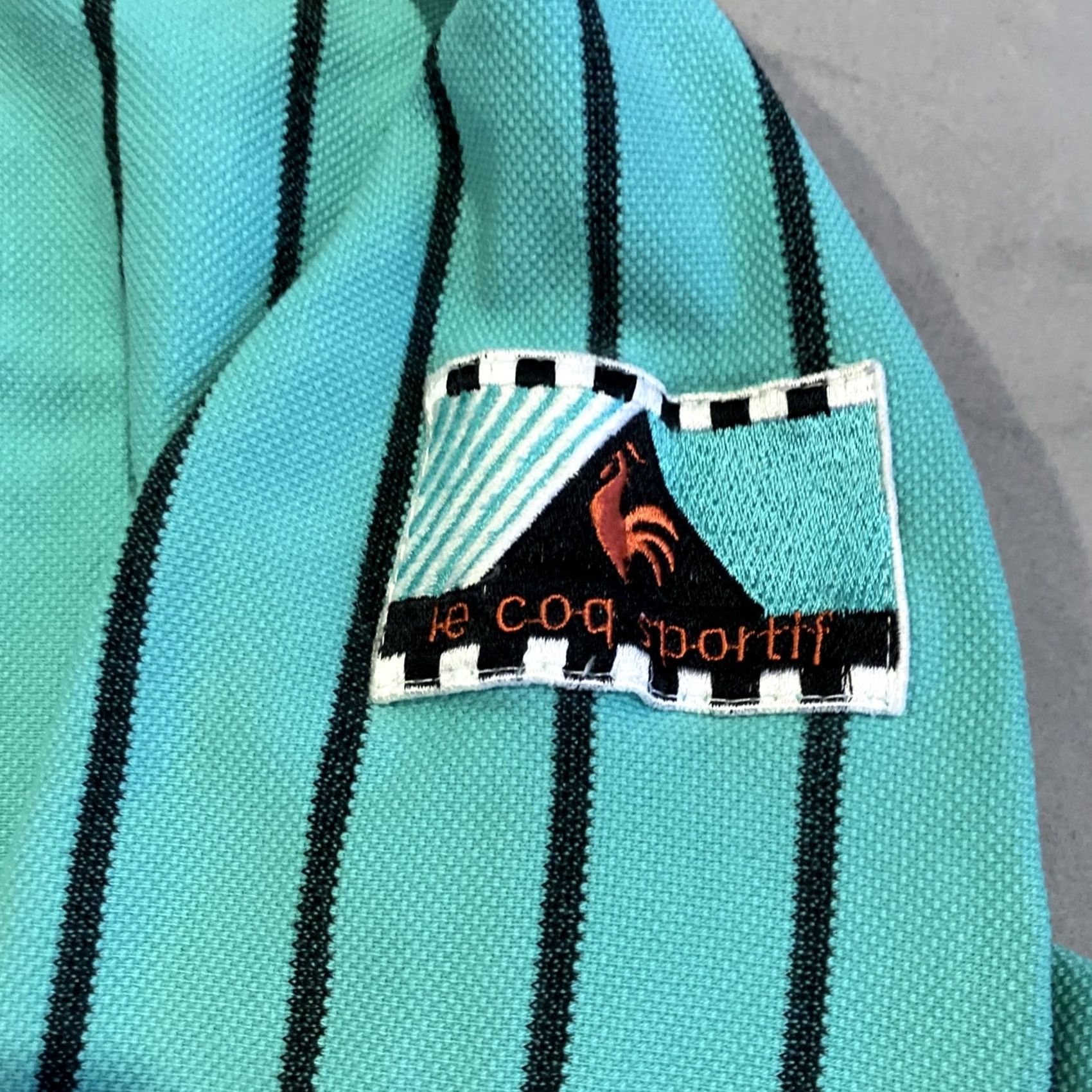 Le Coq Sportif VINTAGE Le Coq Sportif Sweatshirt Crewneck Striped Teal Medium Pullover Men Classic Size US M / EU 48-50 / 2 - 2 Thumbnail
